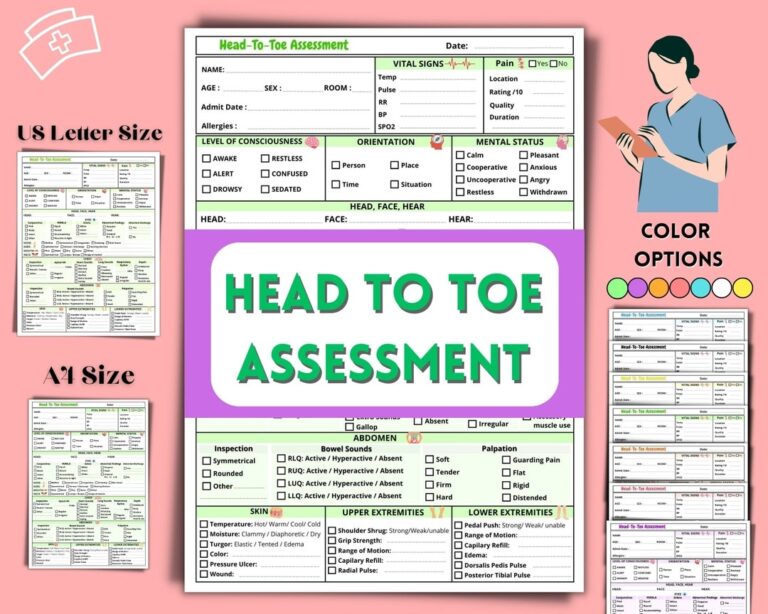 Head to toe Assessment Template checklist Health Assessment Cheat Sheet Nursing Student Study Guide Nursing Digital Notes Etsy Ireland