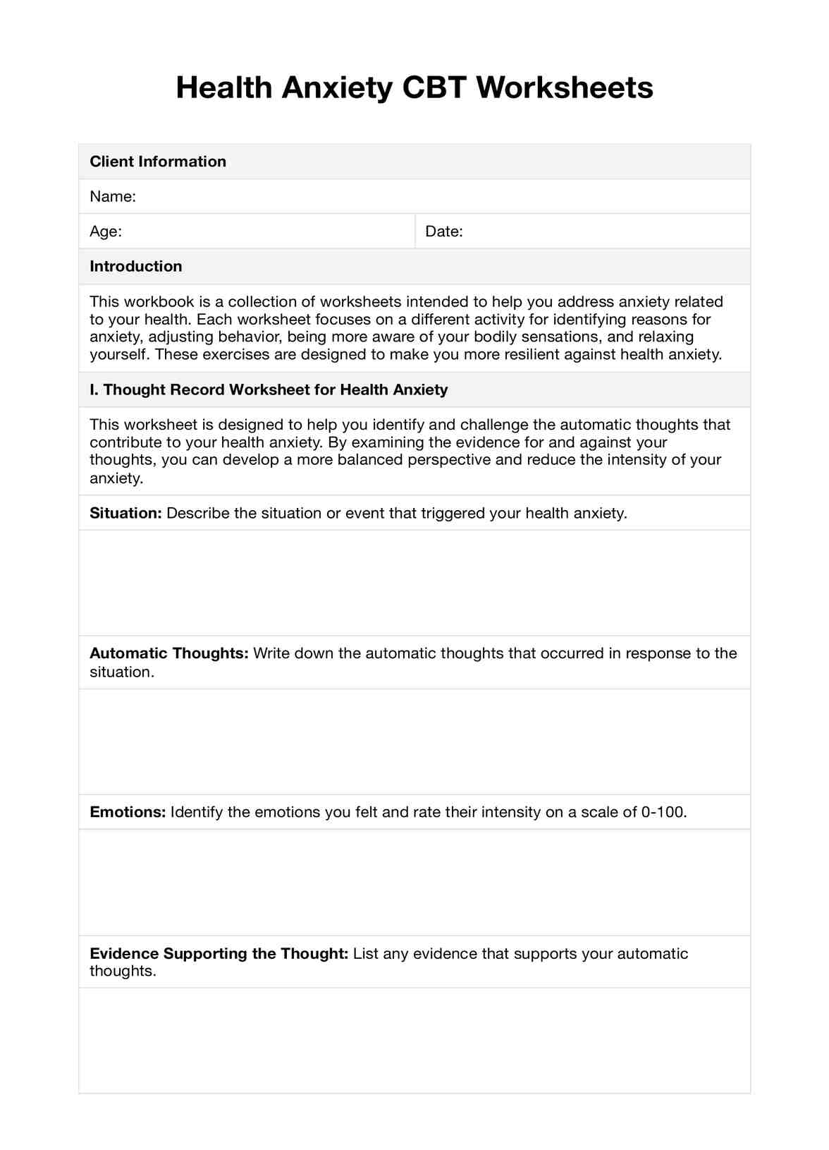 free printable coping skills worksheets