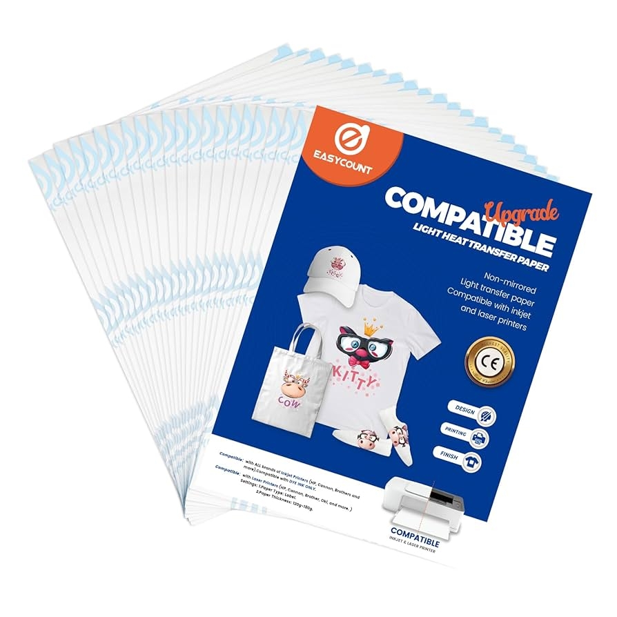 Heat Transfer Paper For Light T Shirts 20 Sheets 8 5x11
