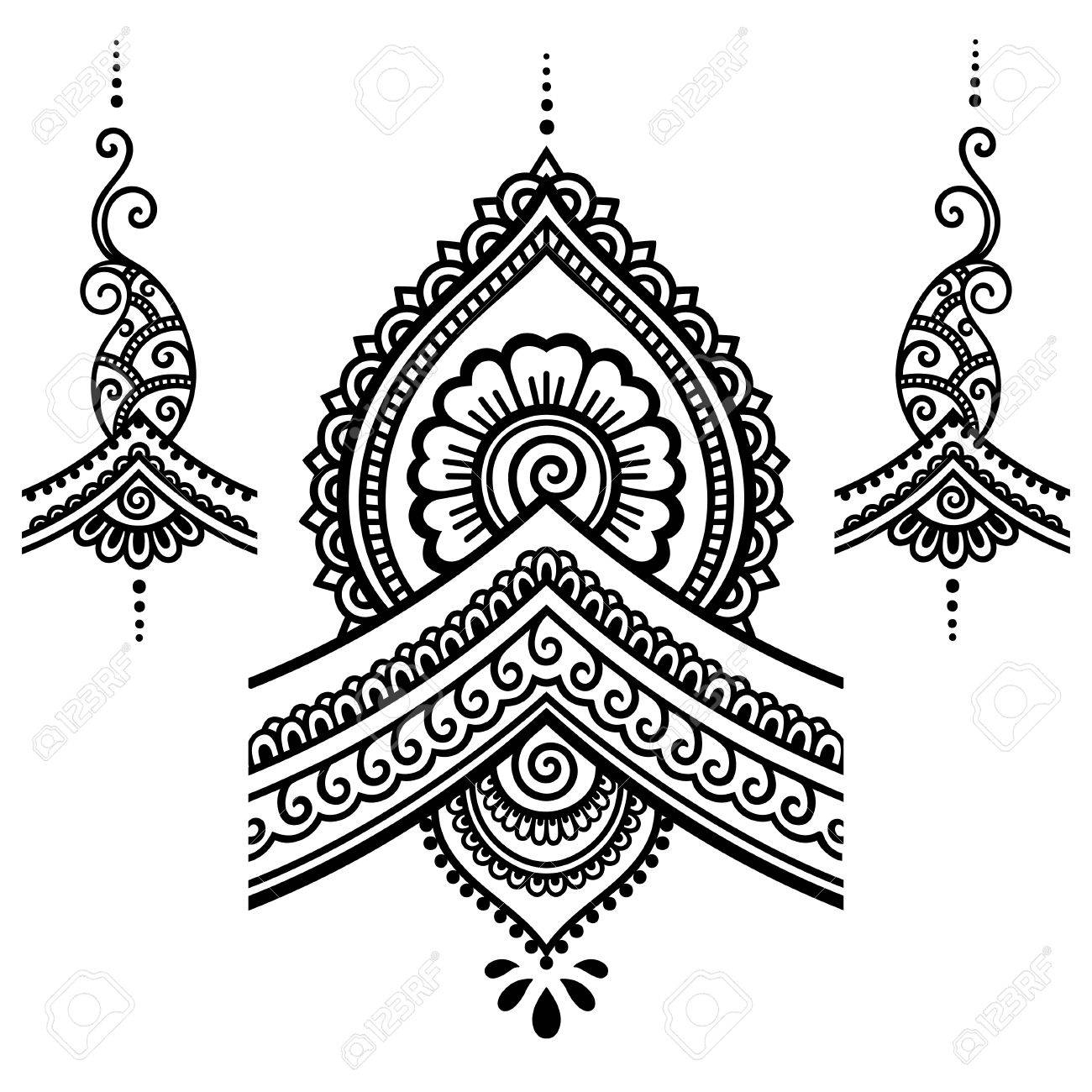 Henna Tattoo Flower Template Mehndi Royalty Free SVG Cliparts Worksheets Library
