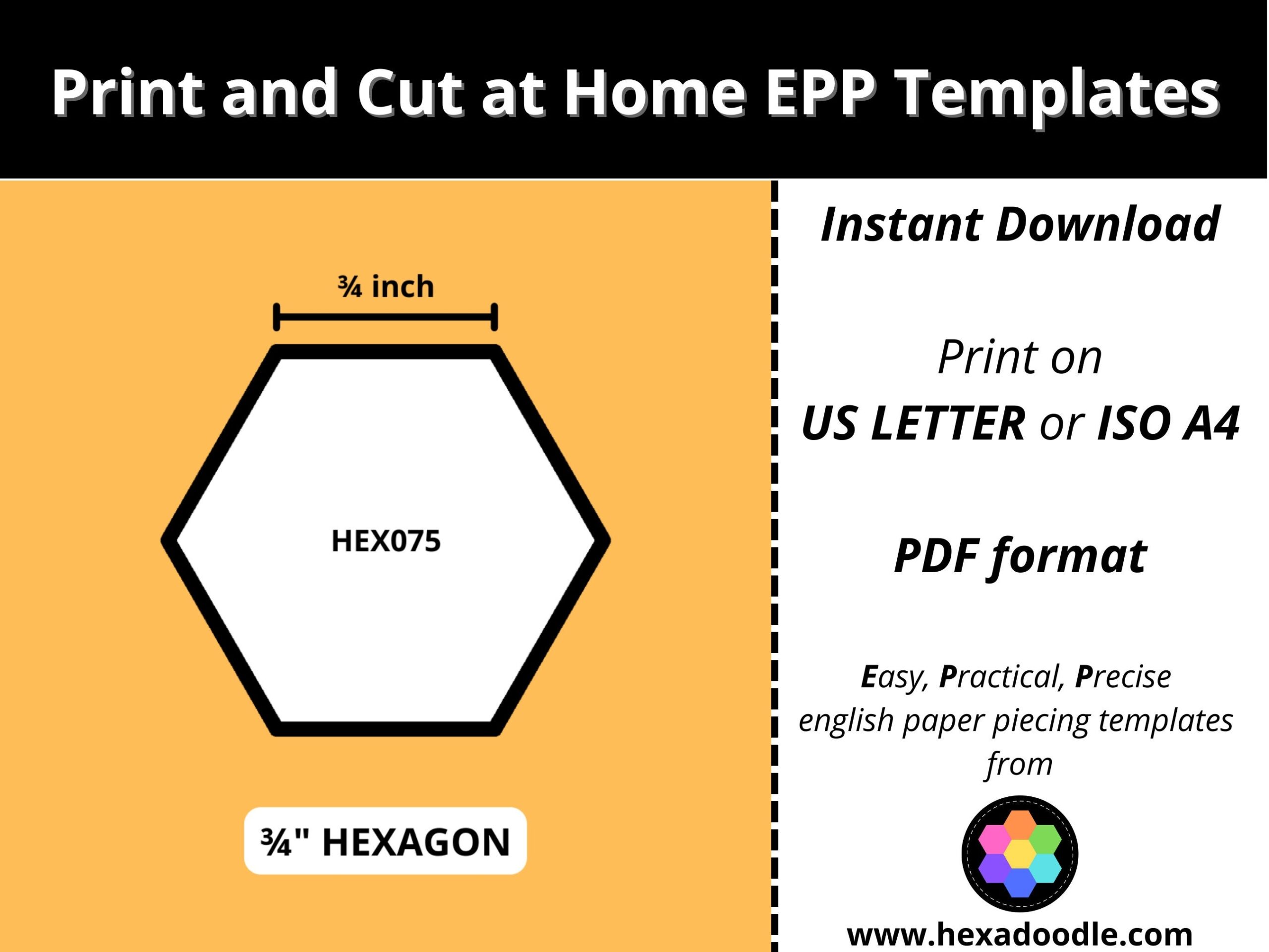 HEX075 HEXAGON EPP Print And Cut At Home Templates 3 4 Inch Sides For Printing And Cutting Out At Home 30 Hexagons Per Page Etsy