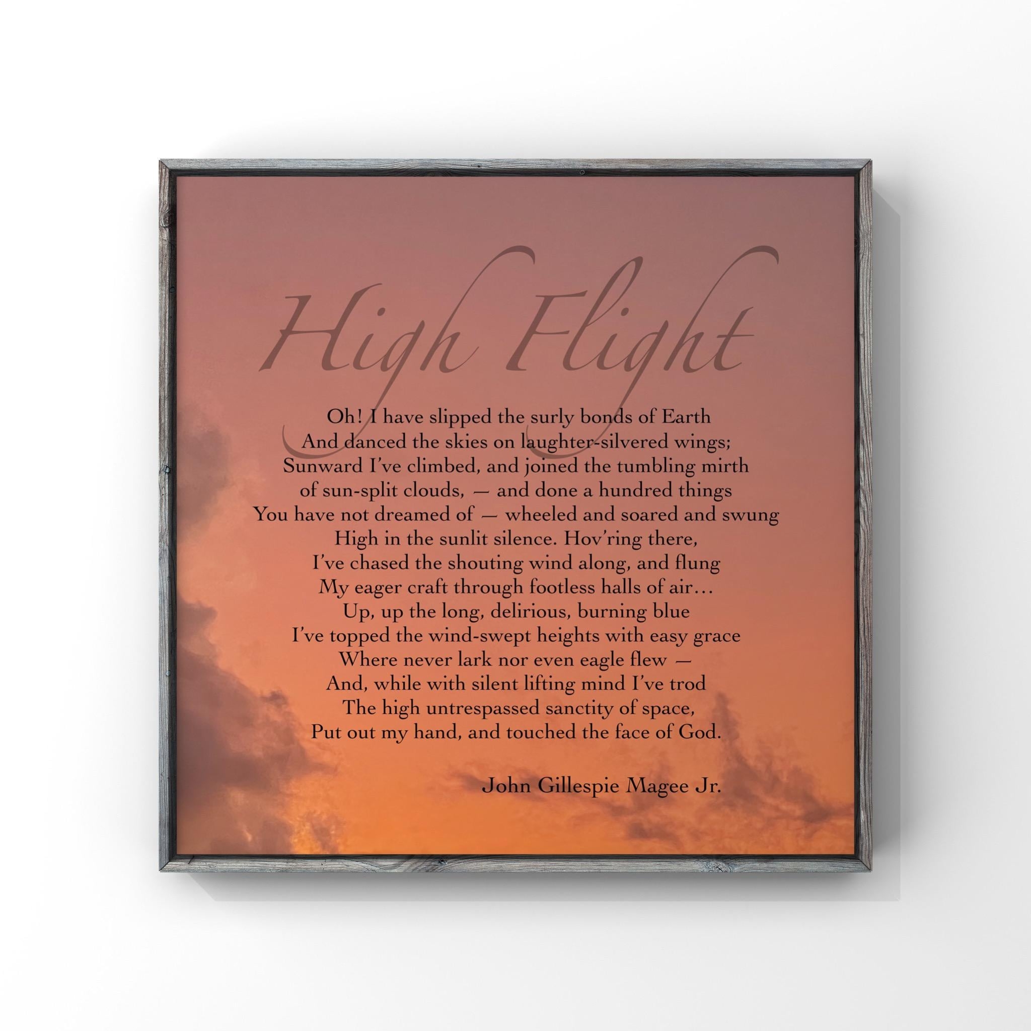 High Flight Poem Printable Aviation Words John Gillespie Magee Jr Poster Airplane Digital Art Famous Quote Download Pilot Decor Etsy