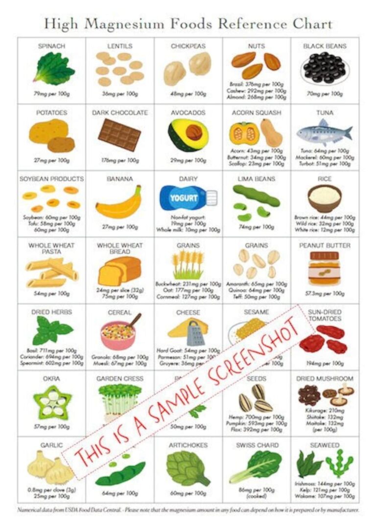High Magnesium Foods Poster List Guide PRINTABLE DOWNLOADS Patient Education Healthy Food Planner Cheat Sheet For Healthy Eating Etsy
