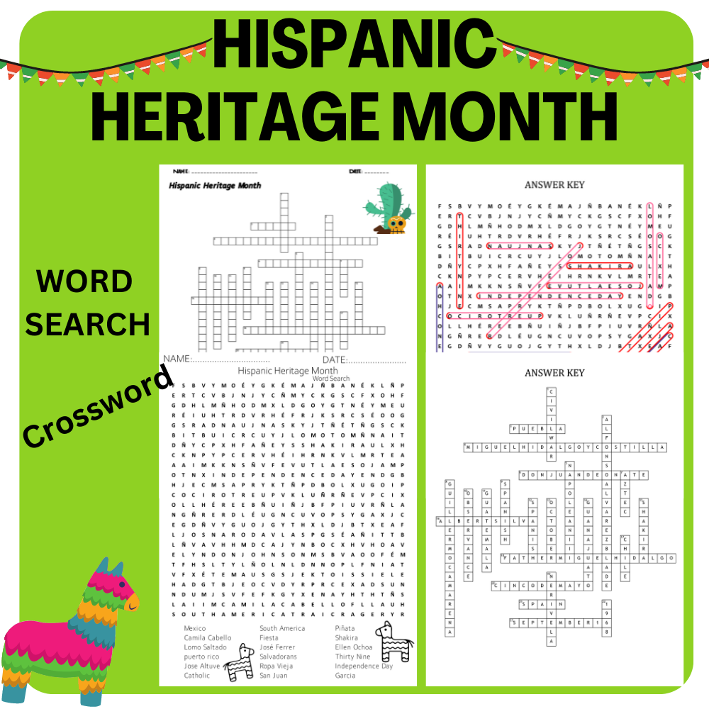 hispanic heritage month word search printable