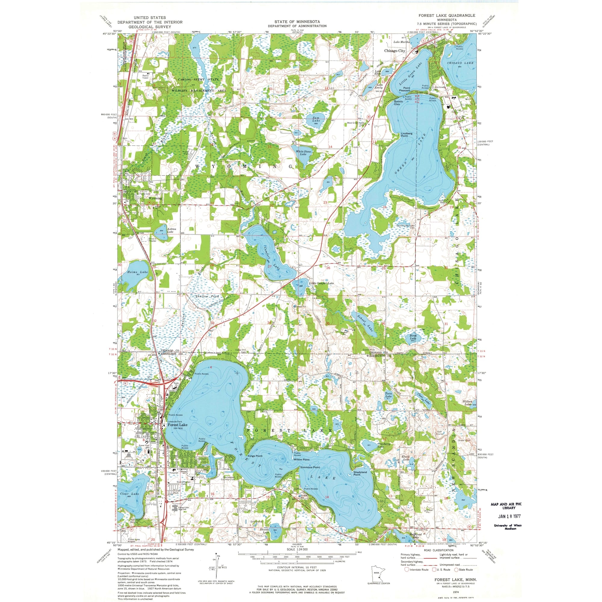 Historic Map Of Forest Lake From 1974 11