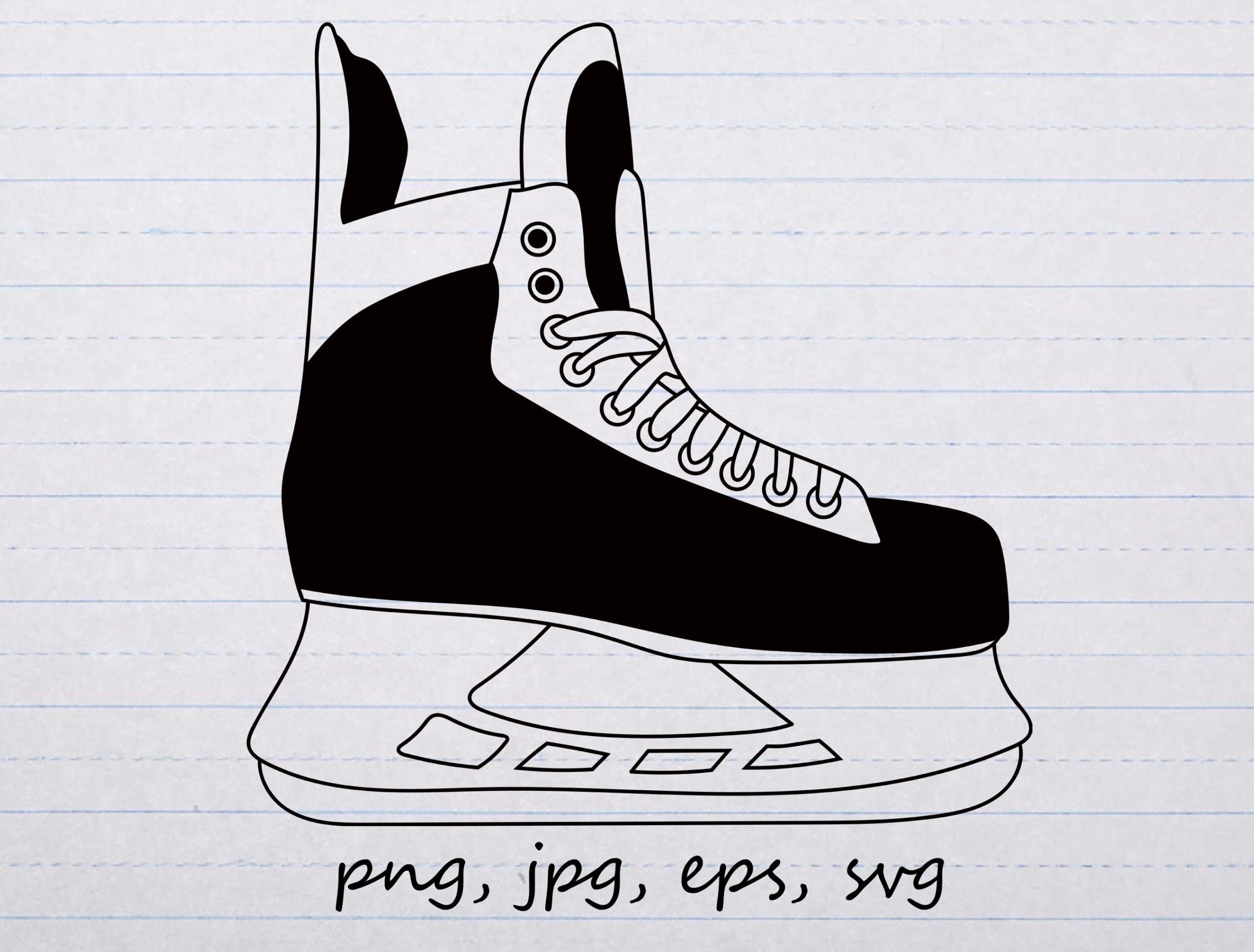 Hockey Skate Skating Silhouette Clipart Vector Graphic Digital Stamp Svg Png Jpg Eps Ice Skating Etsy