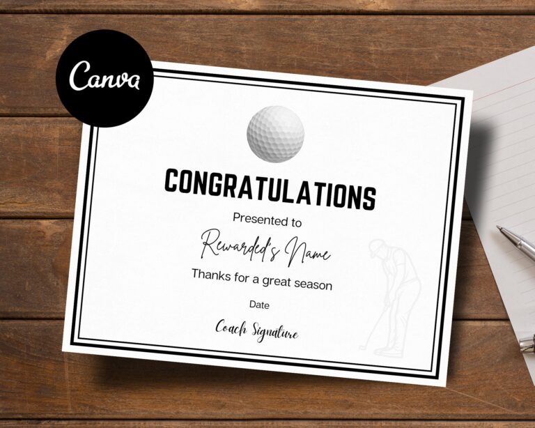 Hole In One Certificate Etsy UK