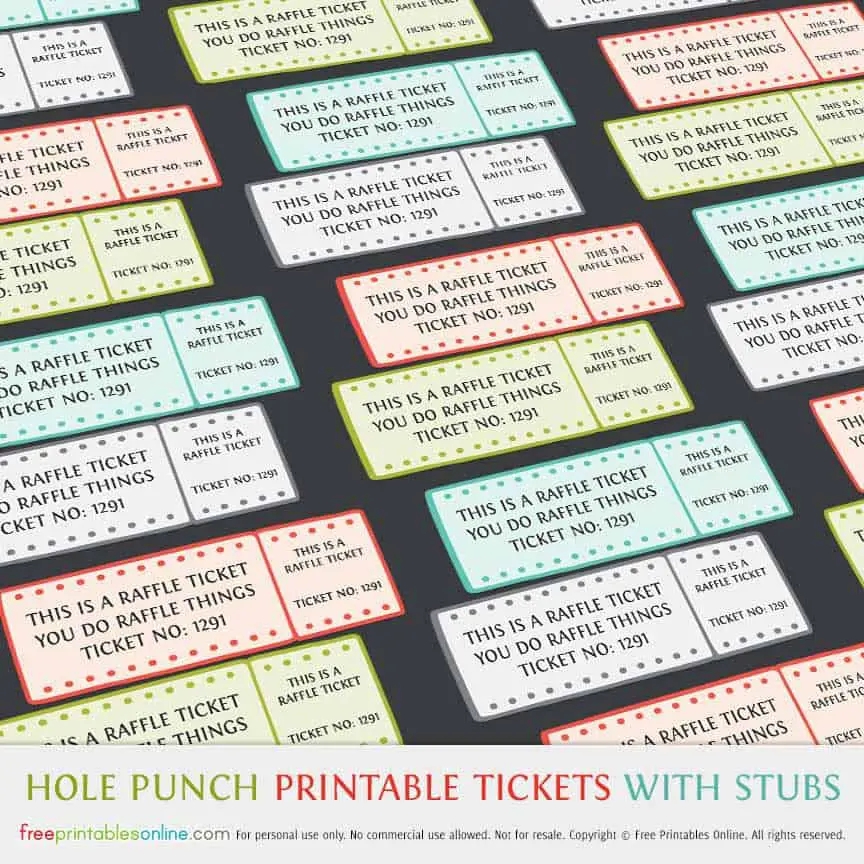 Hole Punch Printable Raffle Tickets With Stubs