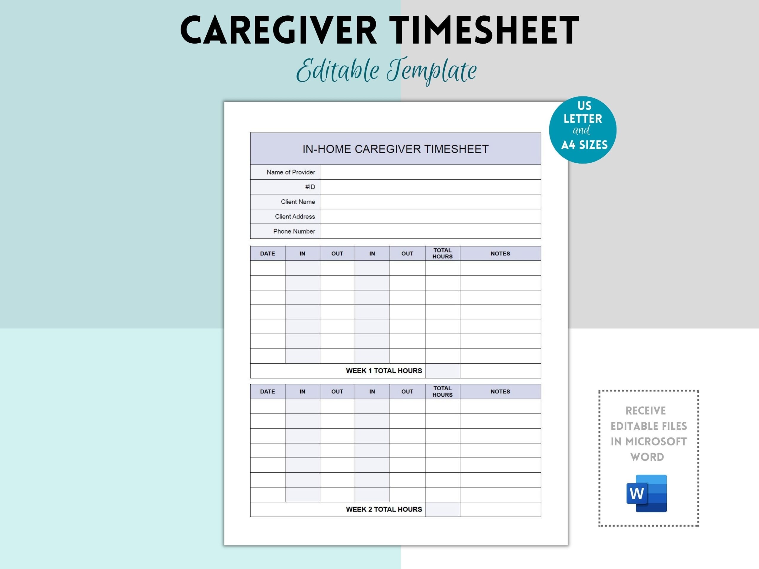 Home Care Timesheet Etsy