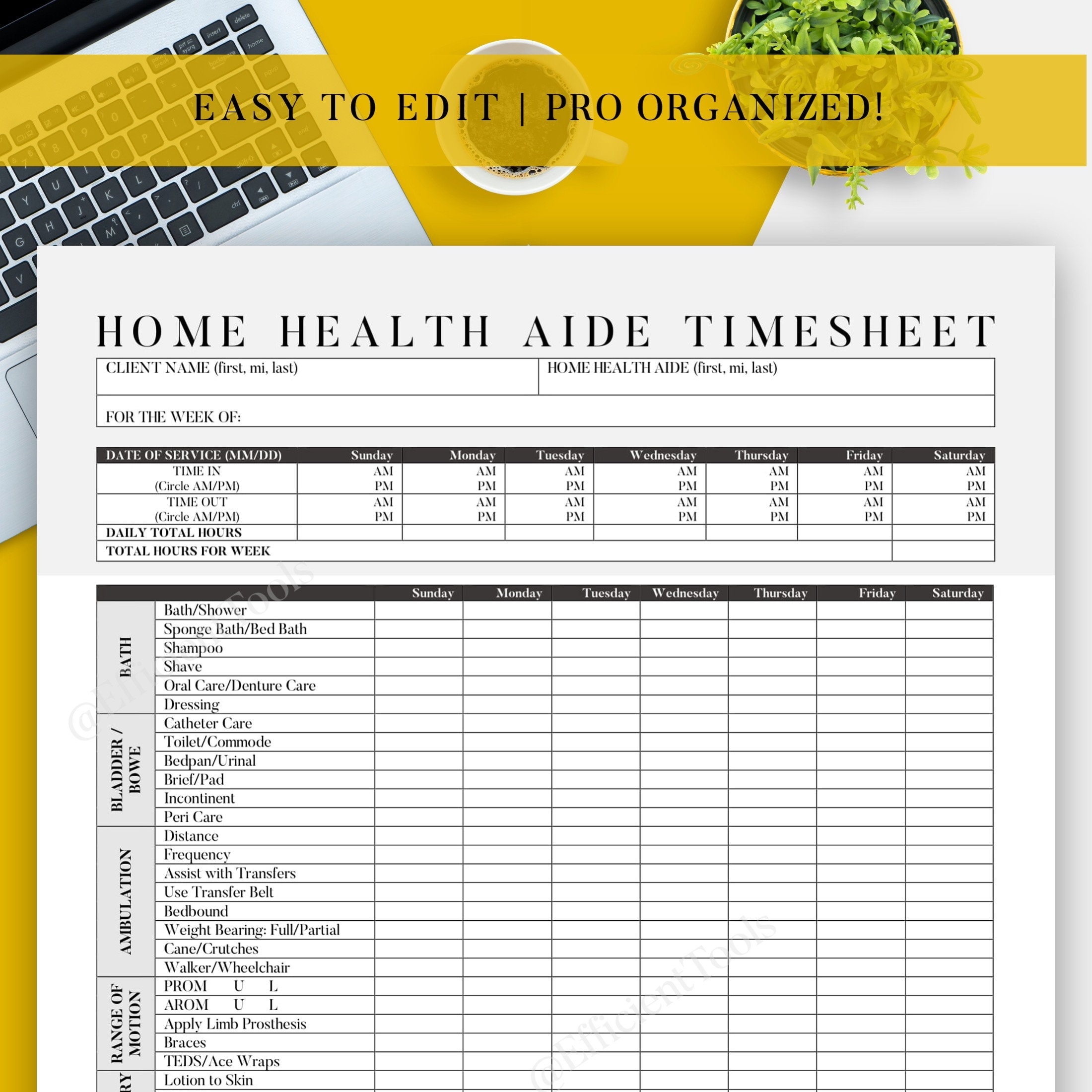 Home Health Aide Timesheet Templates In Home U0026 Caregiver Timesheets Printable Editable Word File 