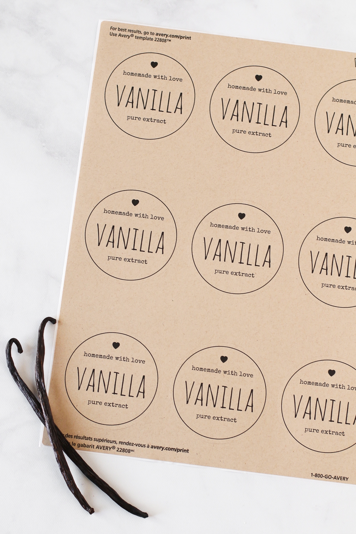 vanilla extract printable labels