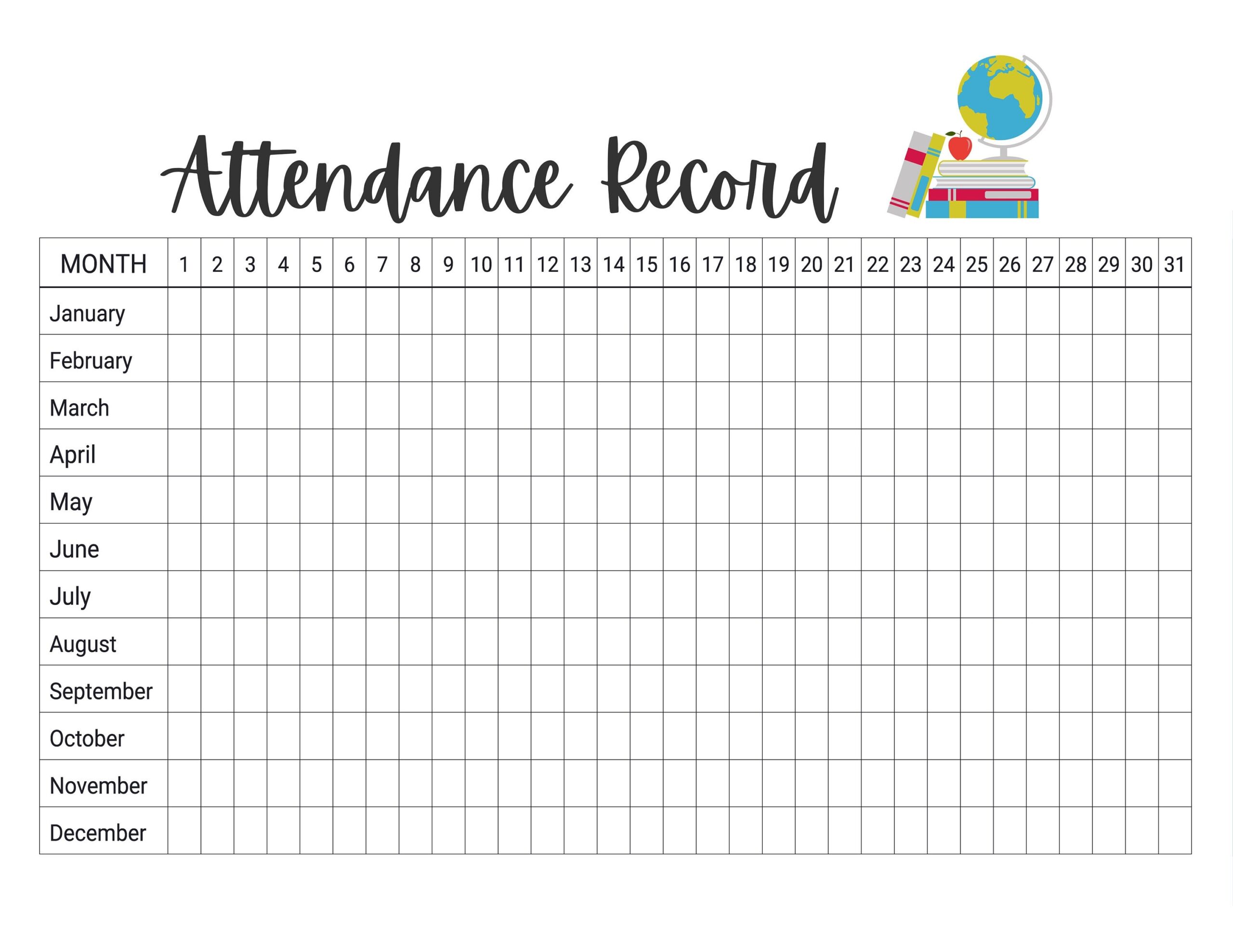 free printable homeschool attendance record 2018 2019