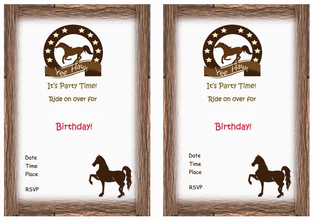 Horse Birthday Invitations Birthday Printable Worksheets Library