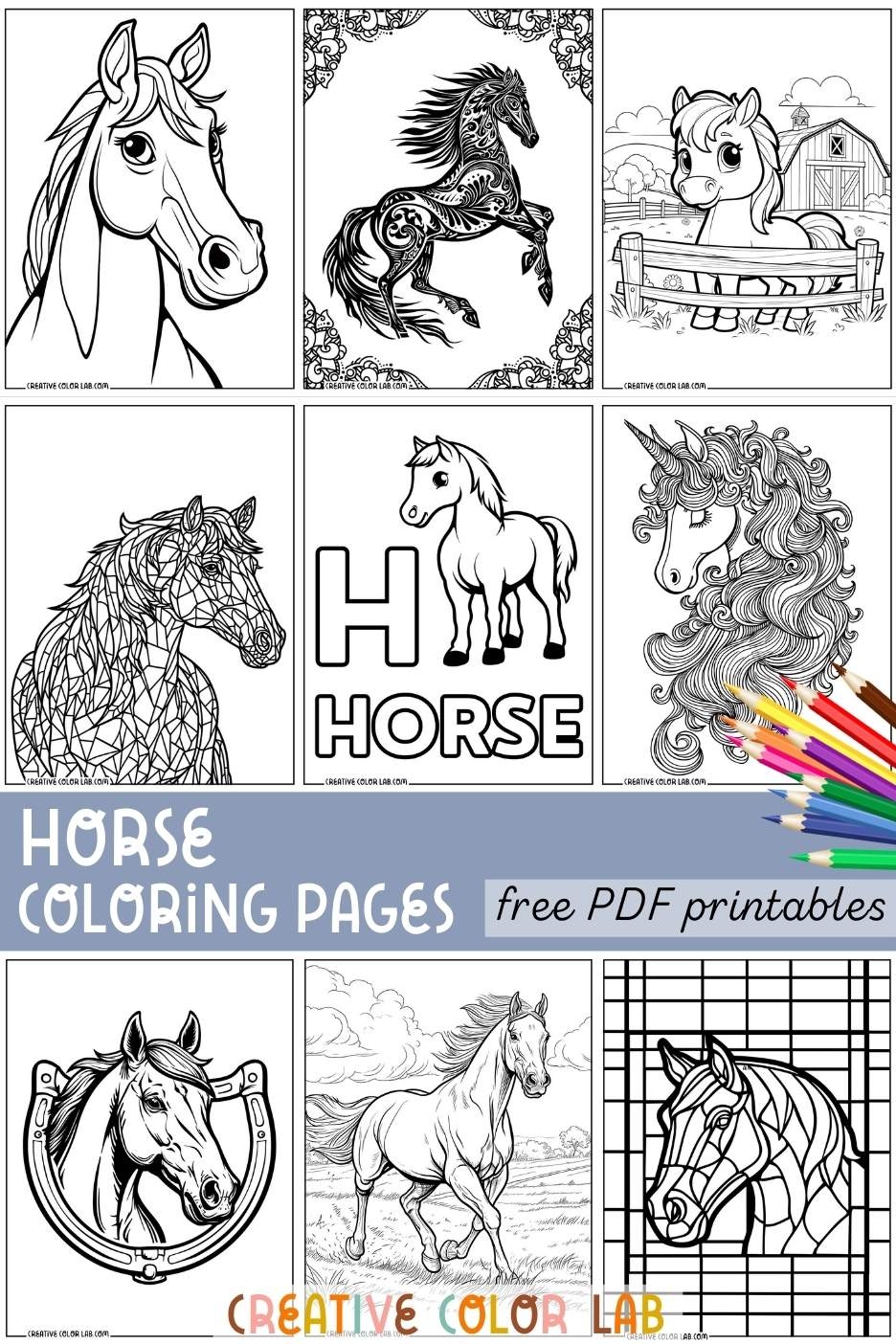 Horse Coloring Pages Free Printable PDFs