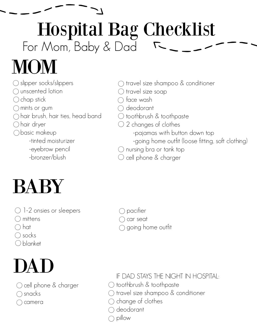 Hospital Bag Checklist