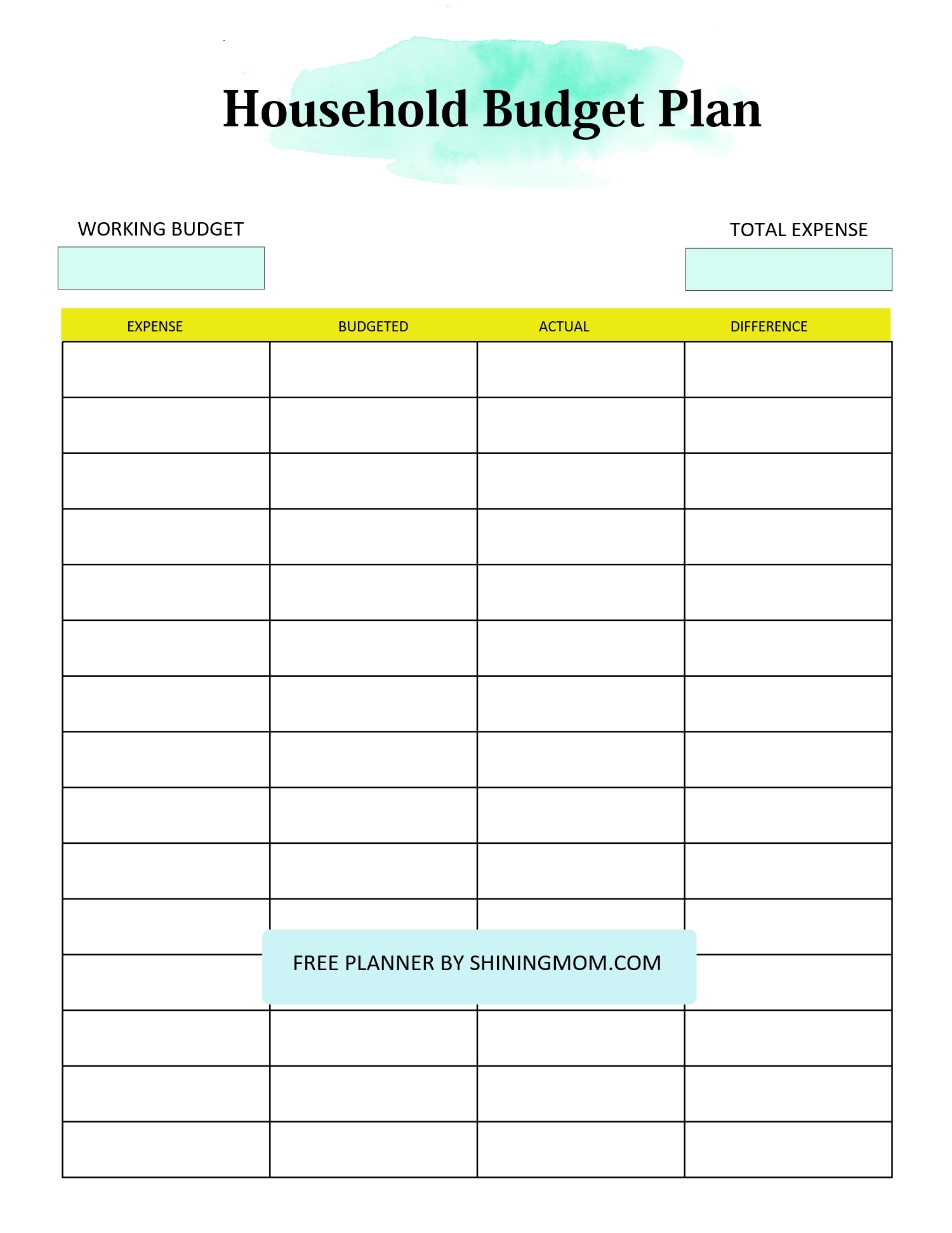 free printable budgeting worksheets