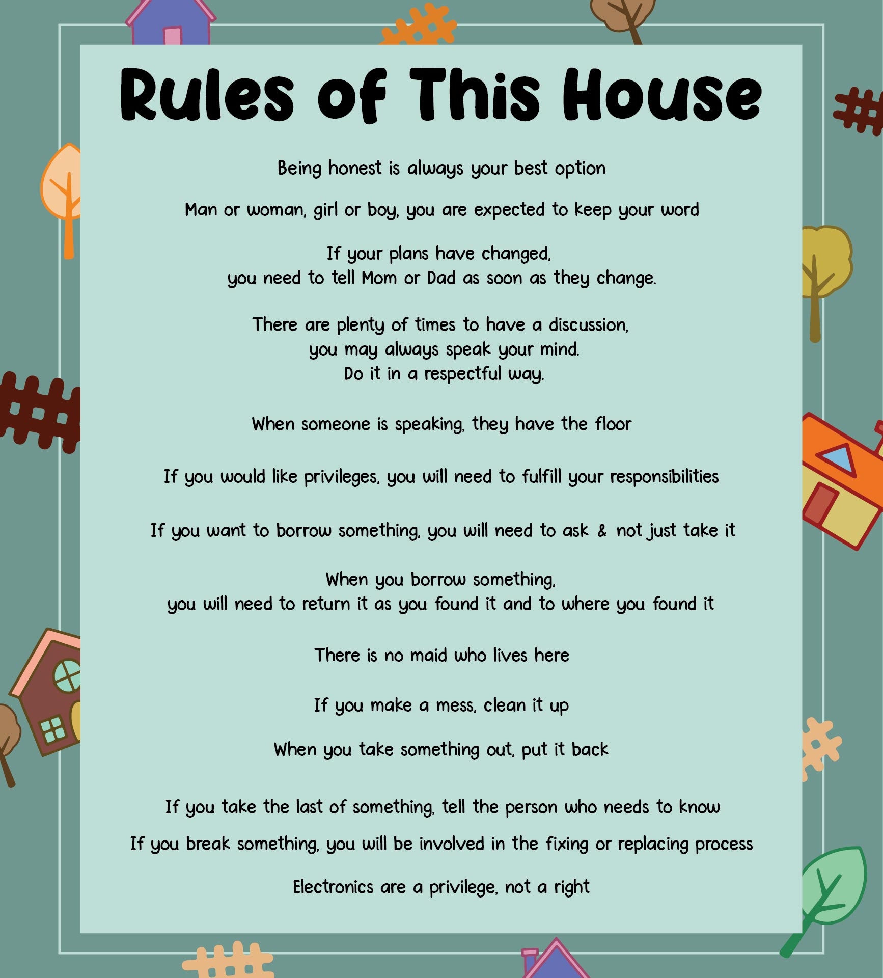 Household Rules 10 Free PDF Printables Printablee Worksheets Library