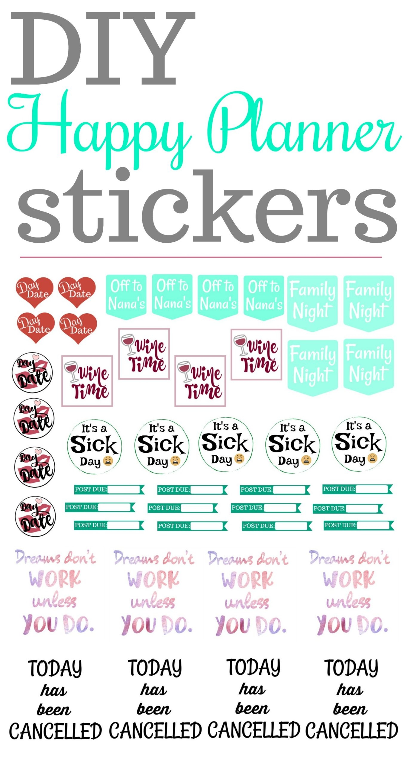 free printable happy planner stickers