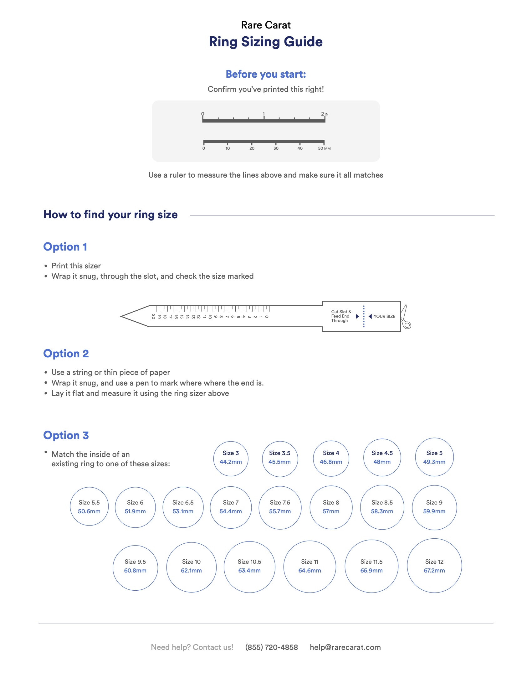 ring size printable chart
