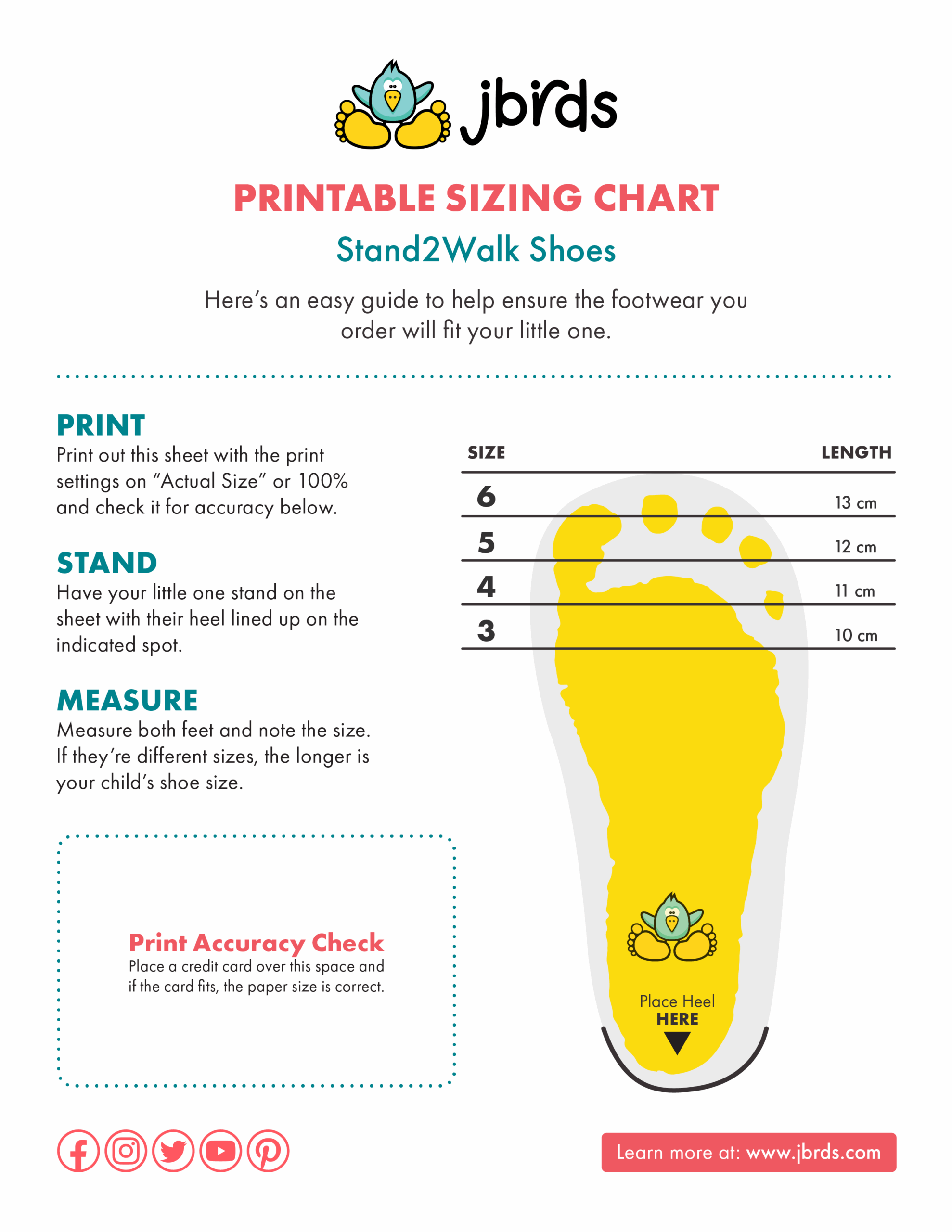 printable baby shoe size chart