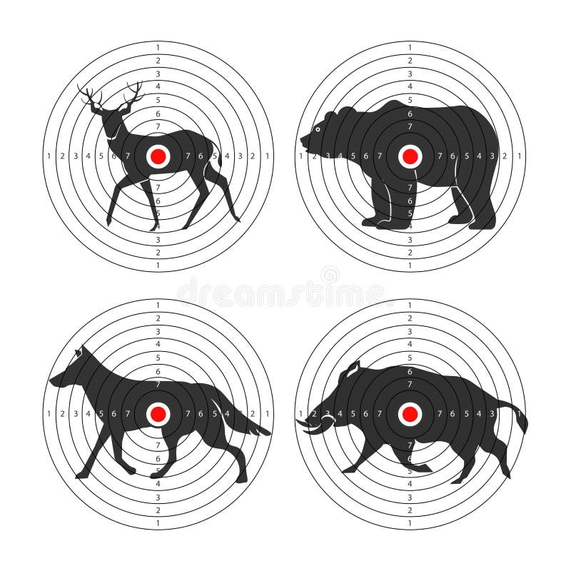 Hunting Animal Targets Vector Icons Template For Hunt Training 