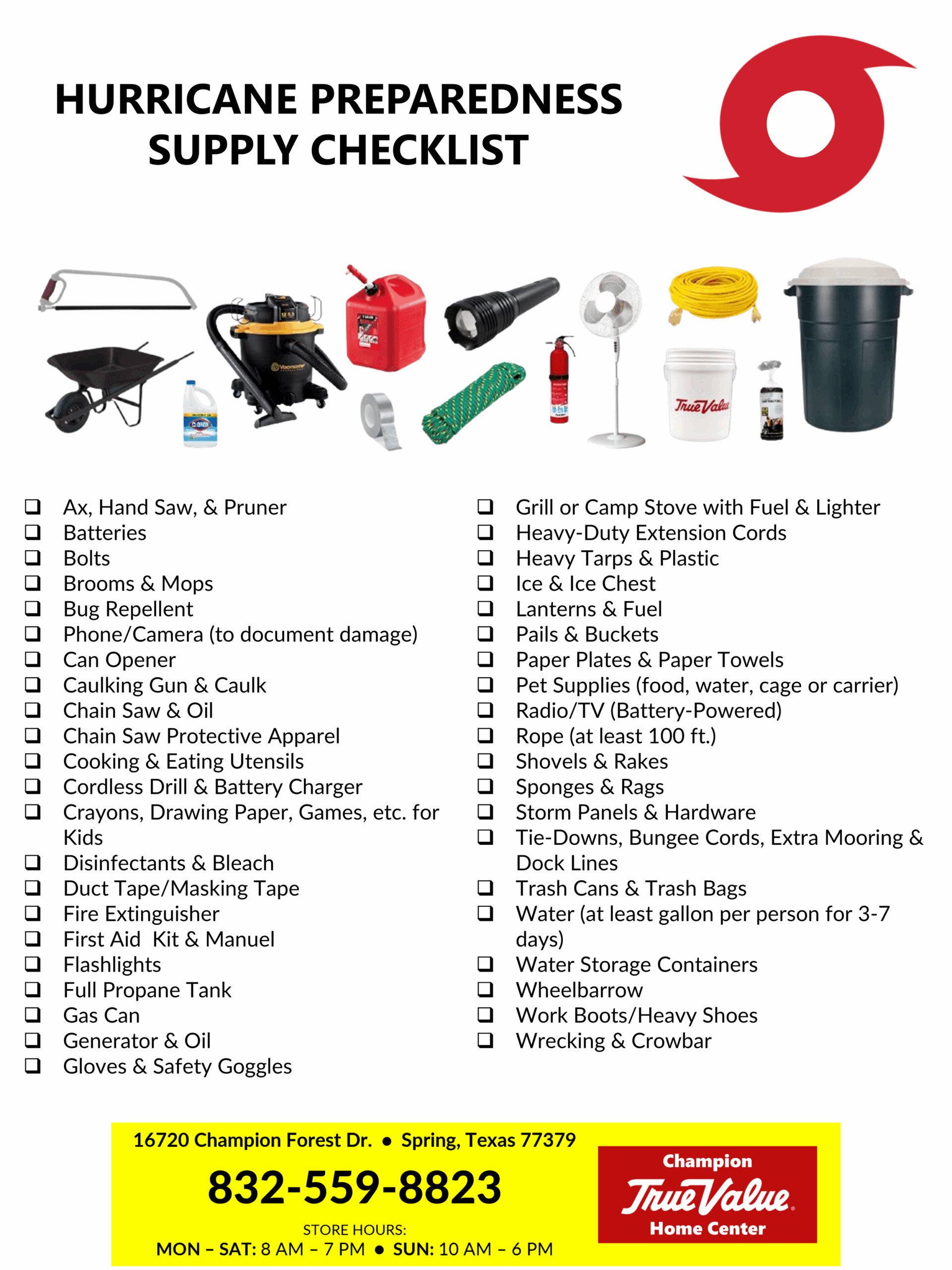 hurricane supply list 2018 printable