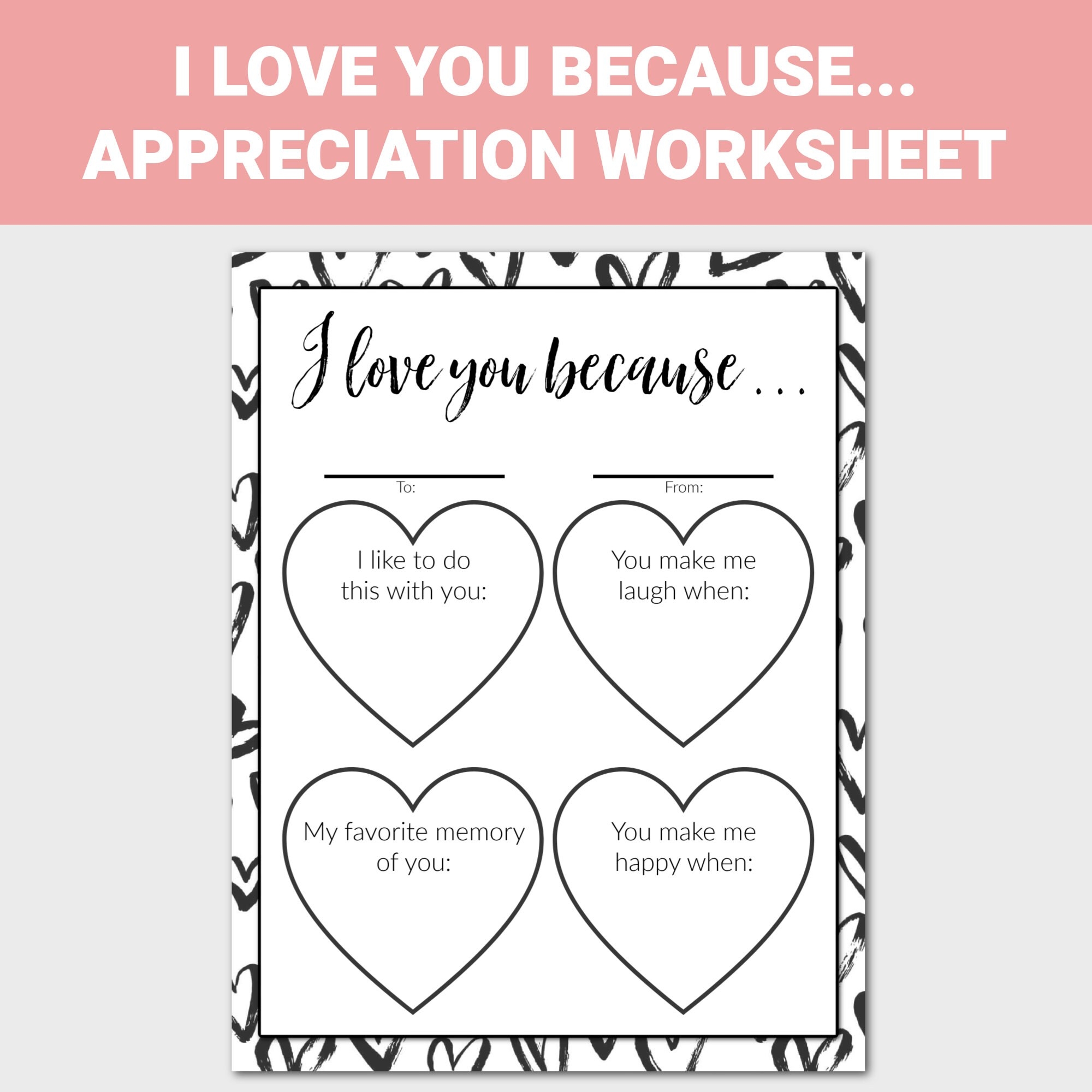 I Love You Because Printable Appreciation Printable Kids Love 