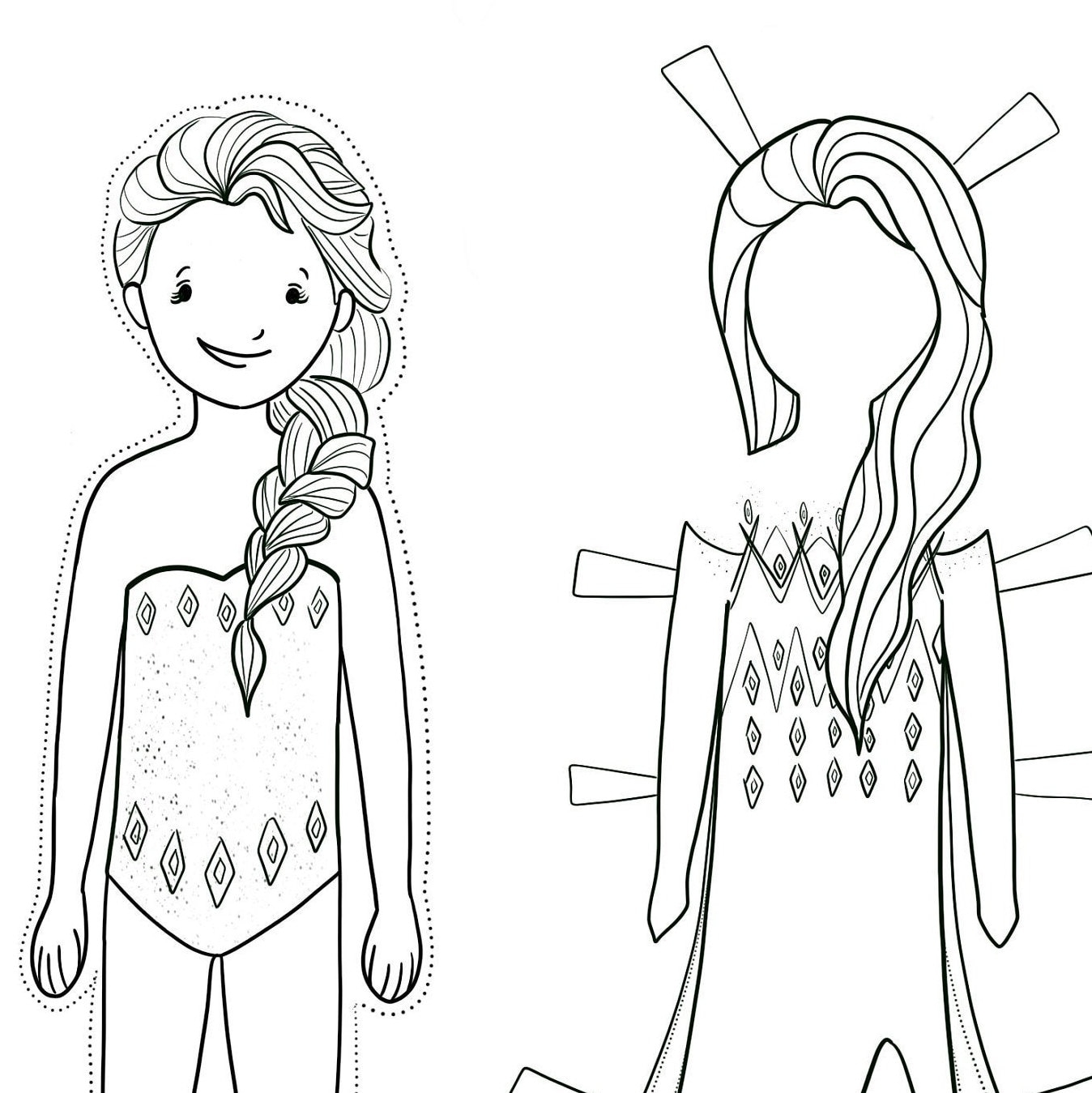 Ice Queen Printable Paper Doll Color Me Instant Download 