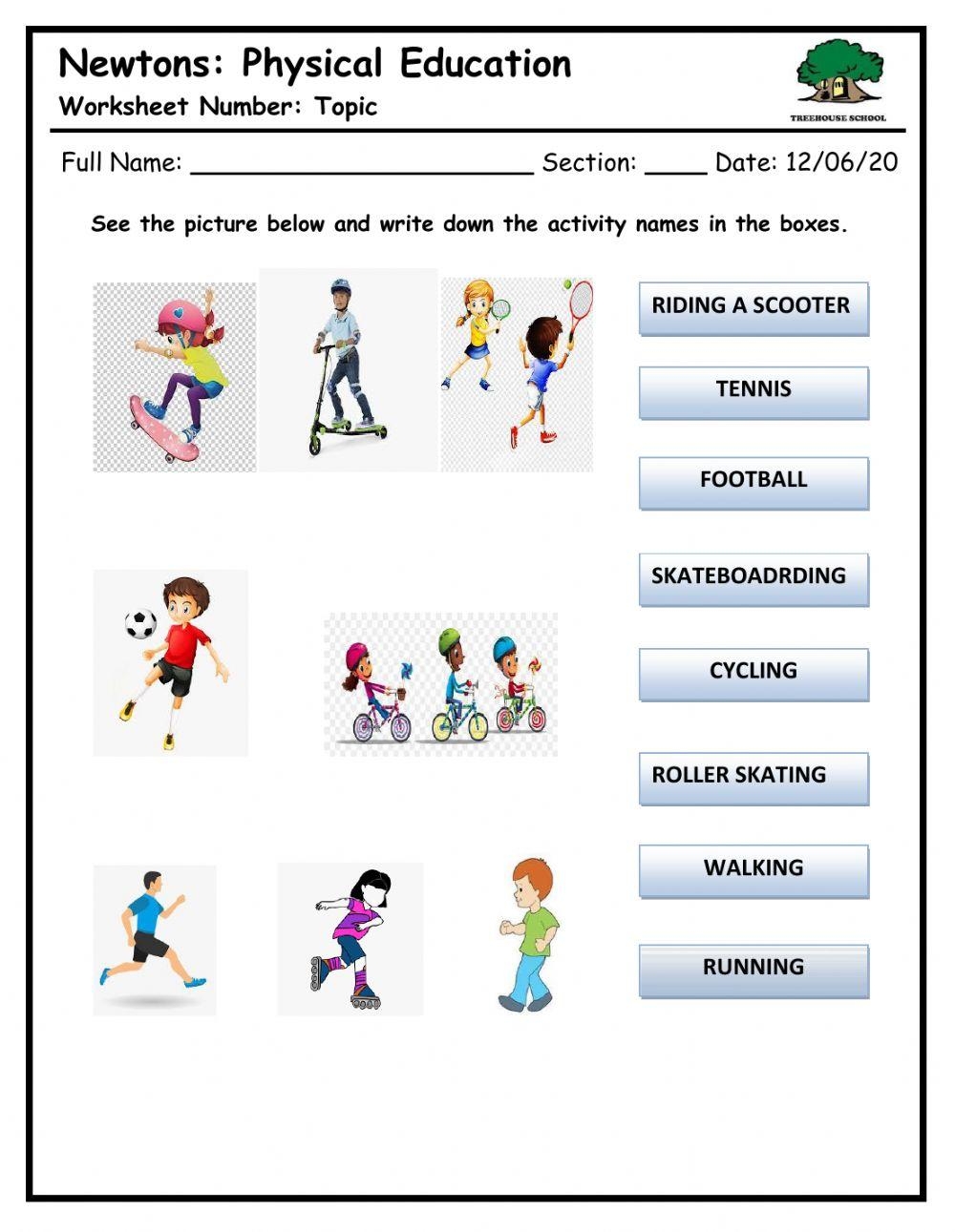 Identify The Sports Activties Worksheet Live Worksheets 