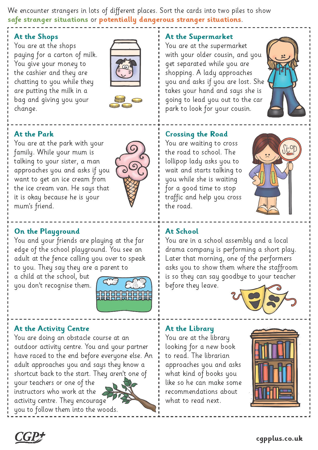 Identifying Stranger Danger Years 3 4 CGP Plus Worksheets Library