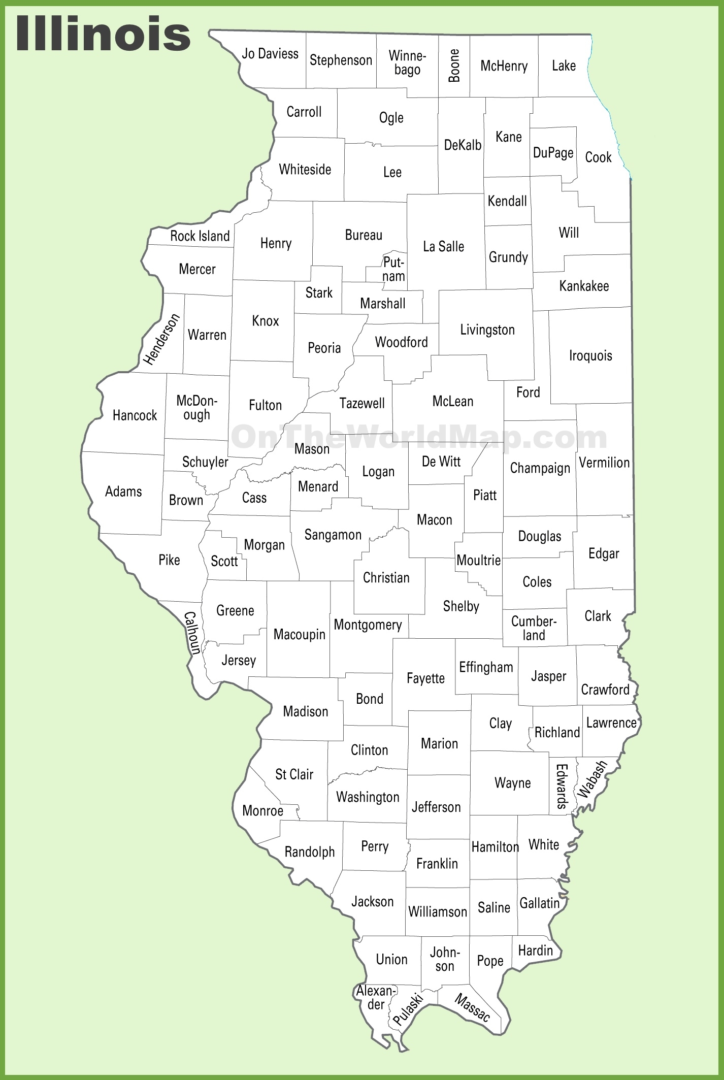 Illinois County Map Ontheworldmap