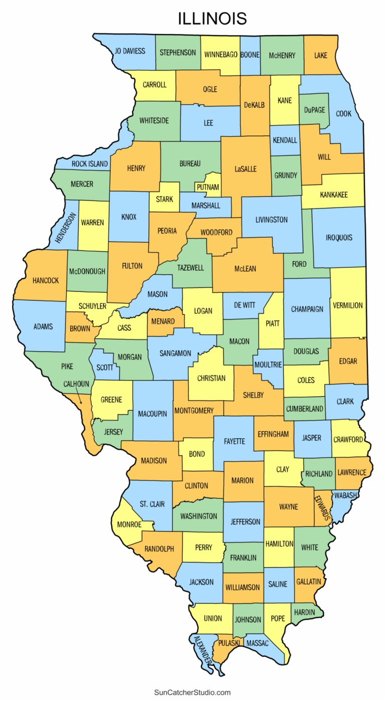 Illinois County Map Printable State Map With County Lines Free 