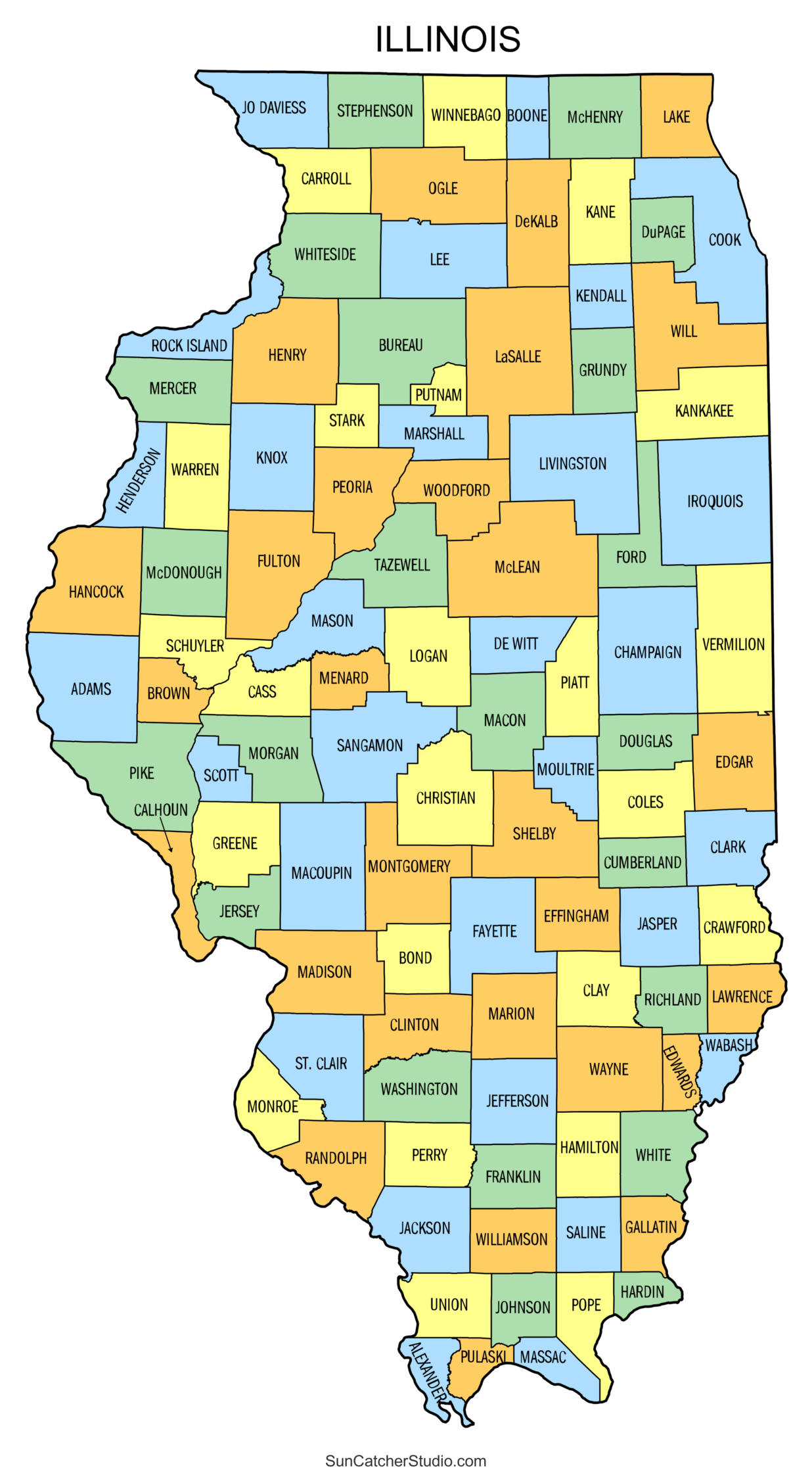 Illinois County Map Printable State Map With County Lines Free 