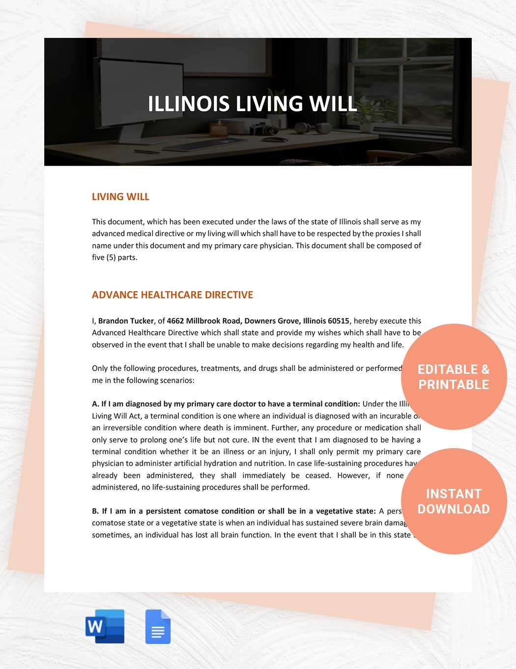 printable living will illinois