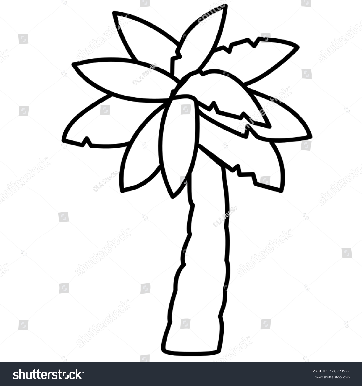 Ilustrasi Stok Palm Tree Coloring Pages Printable Preschool 1540274972 Shutterstock
