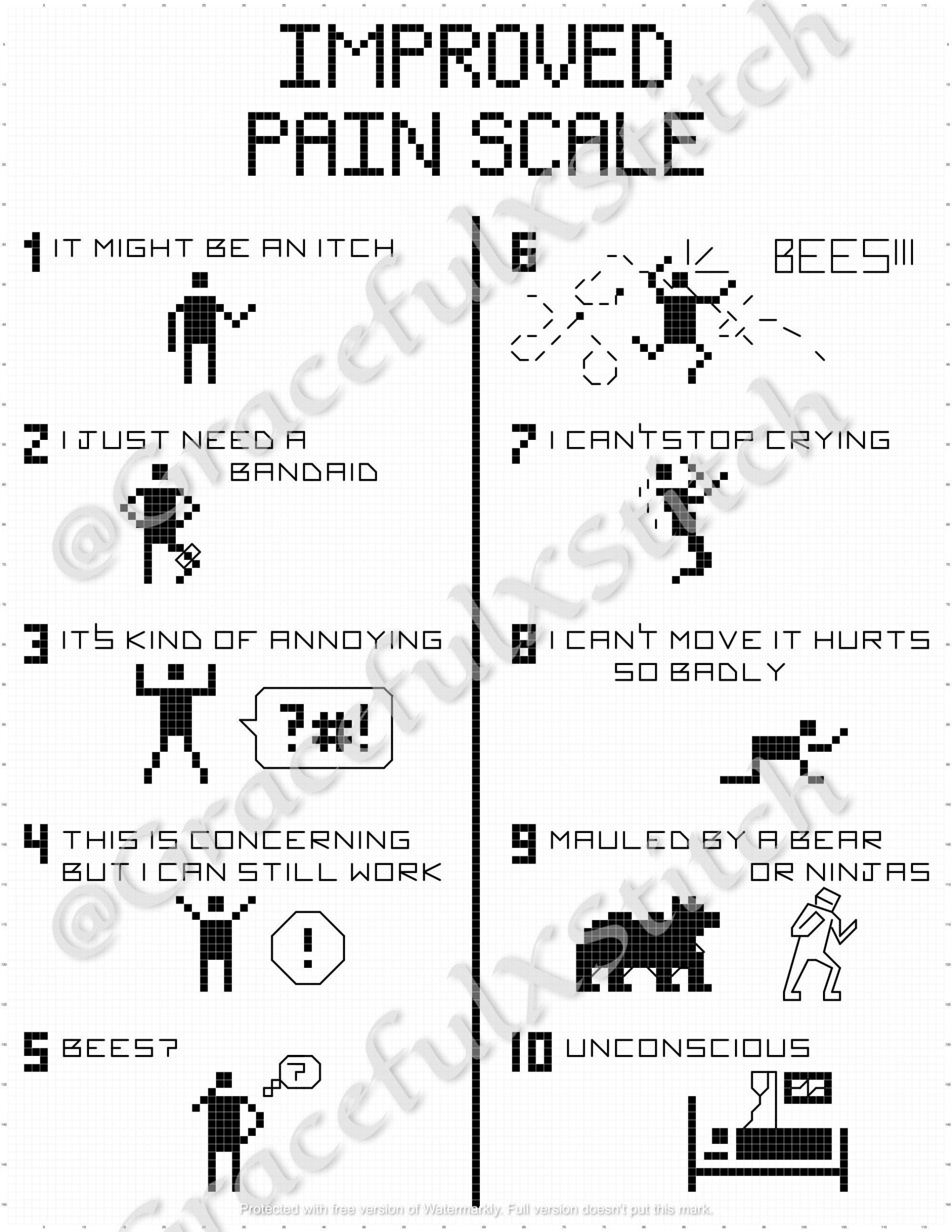 Improved Pain Scale Cross Stitch pattern Download Only Etsy