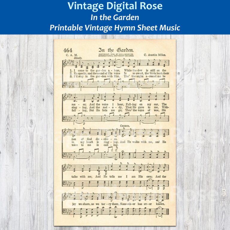 In The Garden Printable Vintage Hymn Sheet Music