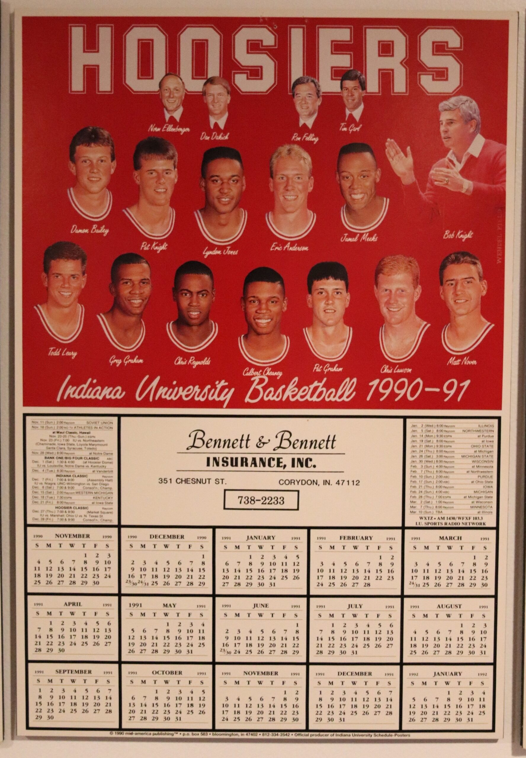 Indiana Hoosiers Basketball Annual Schedule Calendar Posters The 