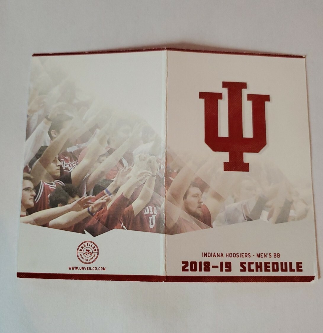 Indiana University Hoosiers 2018 19 Men s Basketball Pocket Schedule IU