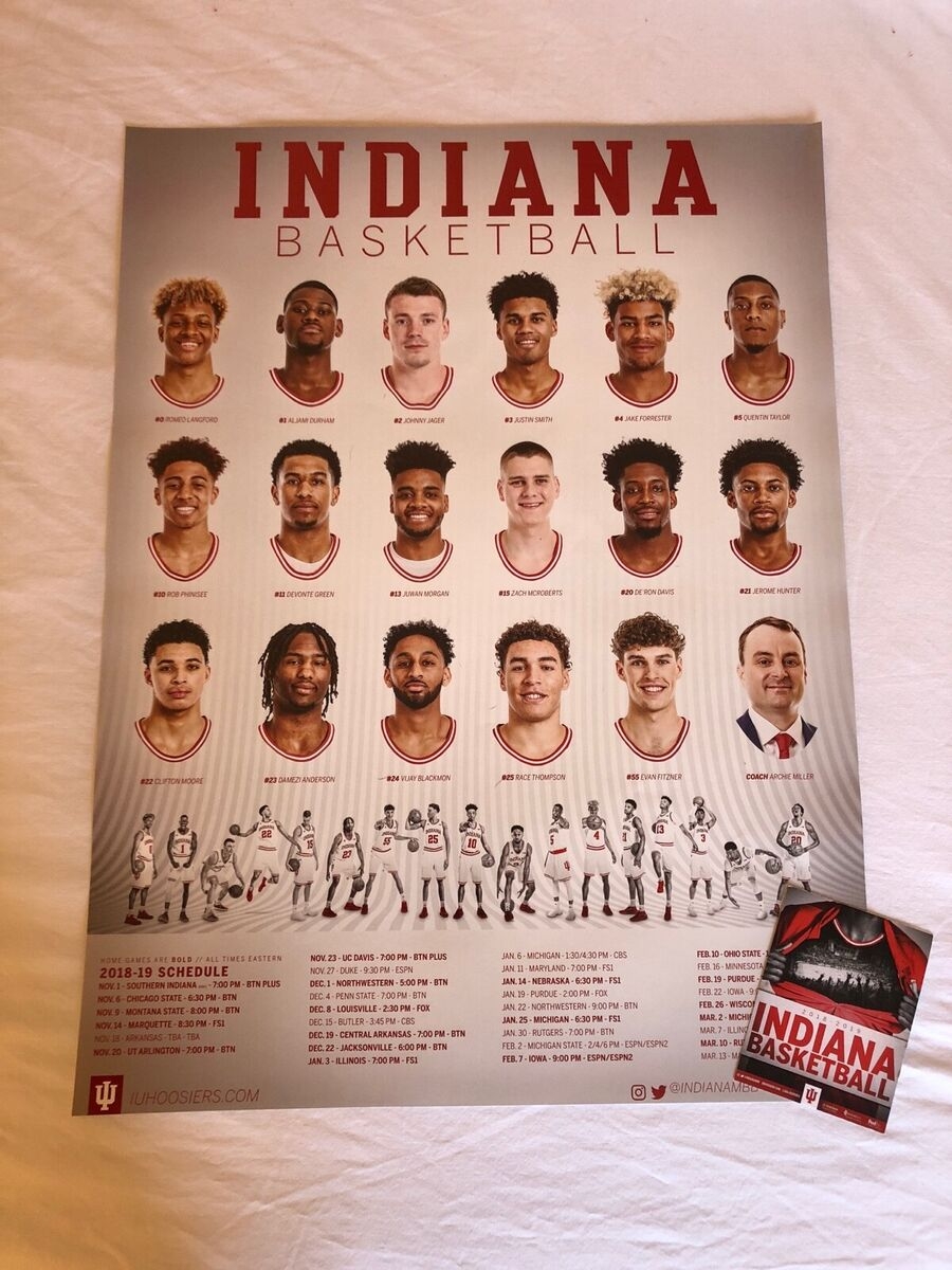 Indiana University Hoosiers 2018 19 Men s Basketball Poster 