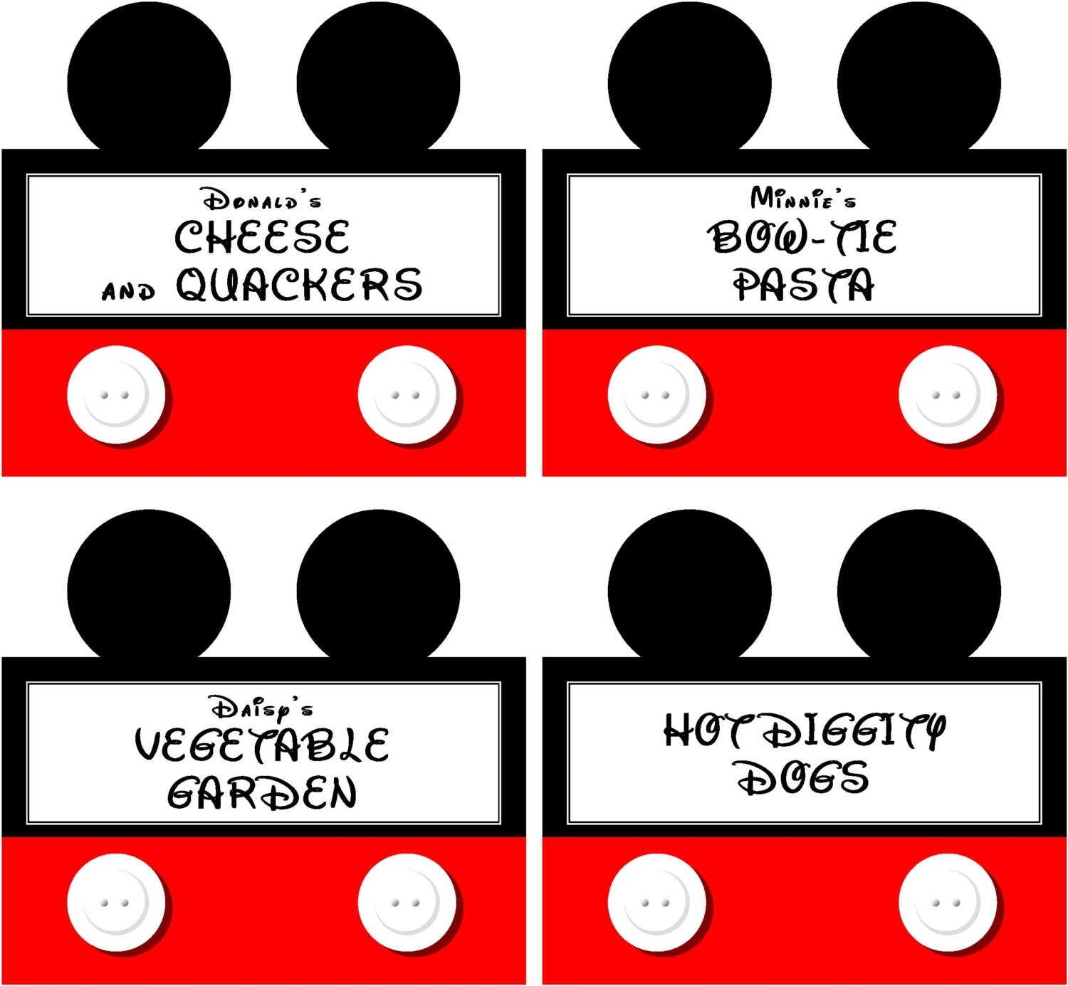 INSTANT DOWNLOAD Food Labels Mickey Mouse Clubhouse 