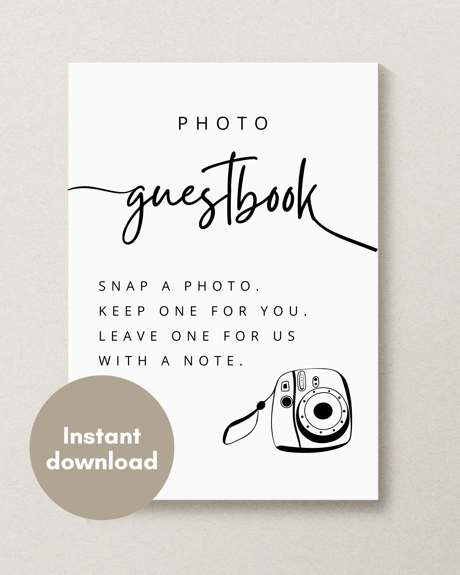 INSTANT DOWNLOAD Instax Mini Photo Guestbook Sign Minimalist Polaroid Camera Sign For Wedding Reception Film Guest Book Printable Downloady Etsy Australia