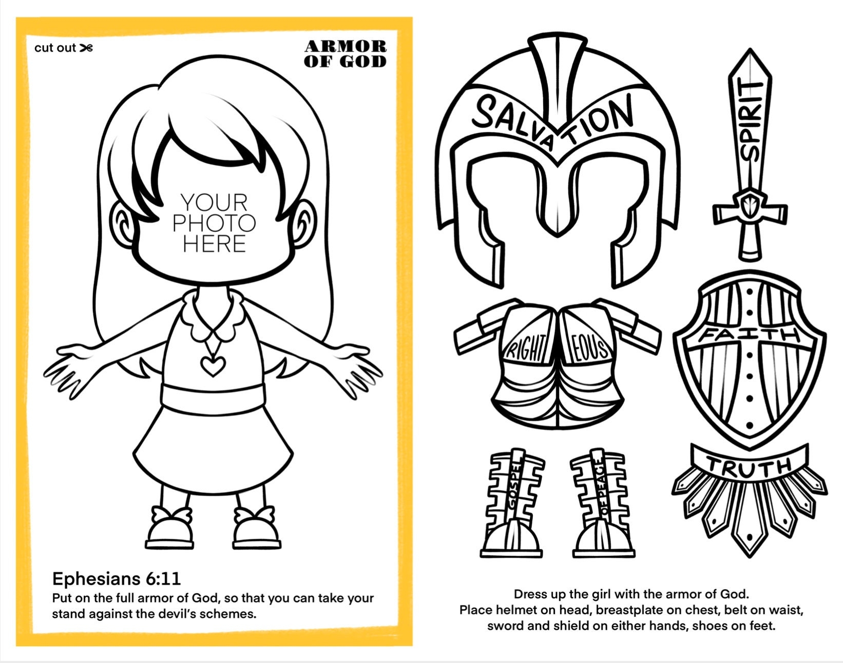 Instant Download Printable Armor Of God Cutout Activity Great For Christian Kids Homeschooling Sunday School And Bible Studies Etsy
