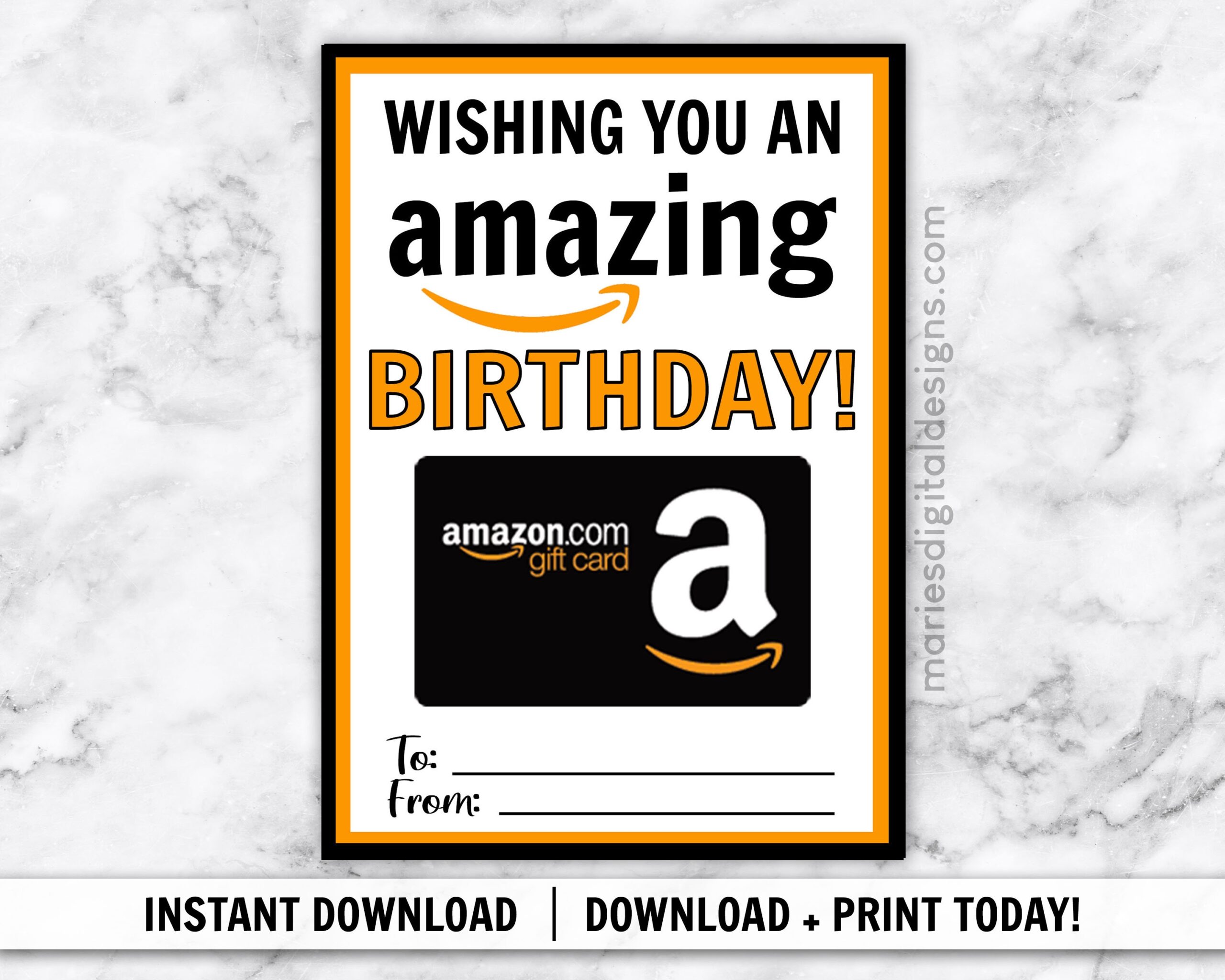INSTANT DOWNLOAD Wishing You An Amazing Birthday Amazon Gift Card Holder Printable Friend Gift Card Teacher Digital JPEG File
