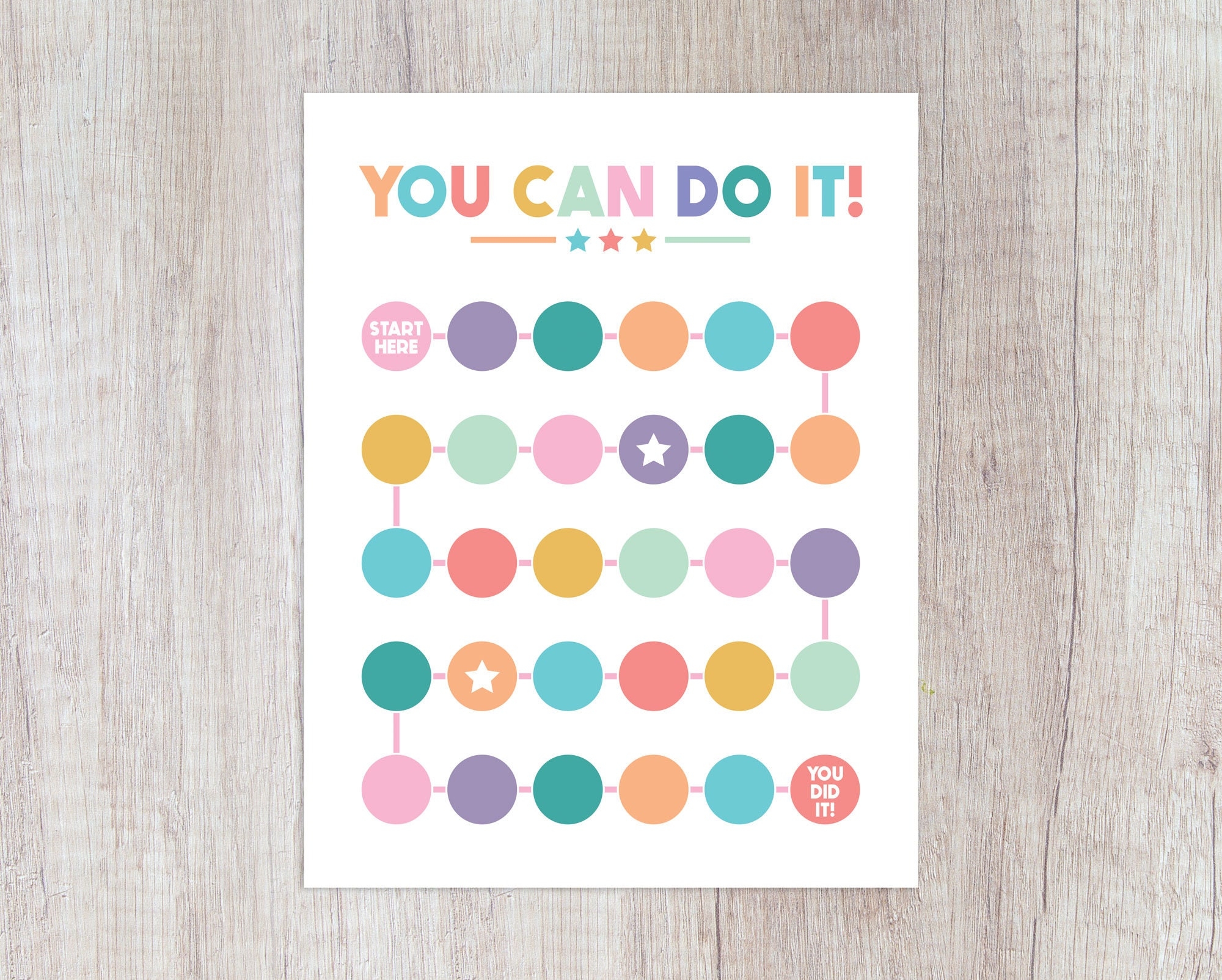 INSTANT DOWNLOAD You Can Do It Chart Print Printable Reward Chart Toddler Colourful Behavior Prize Chart Boy Girl Kindergarten Chores