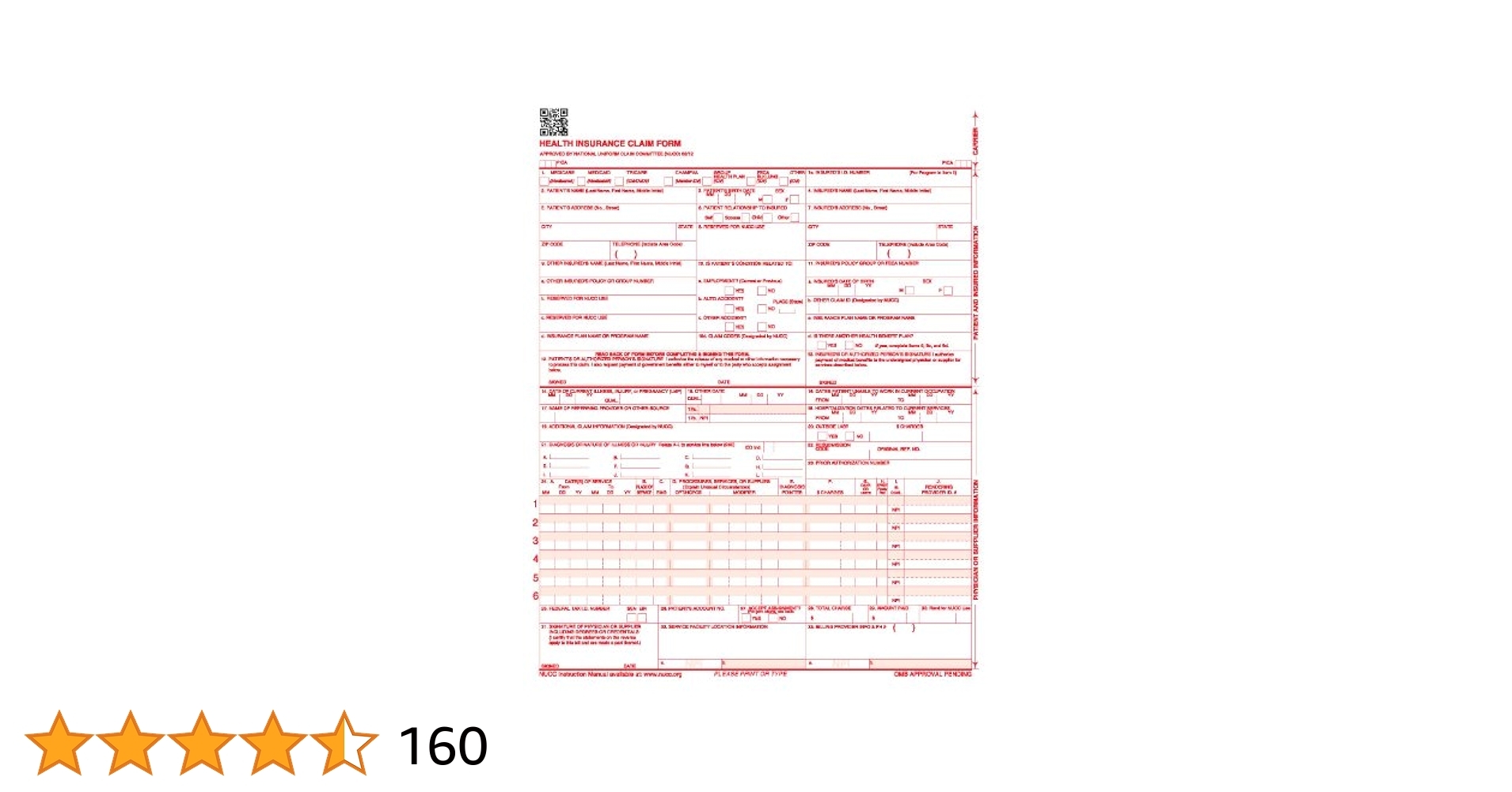 Insurance Claim Form CMS 1500 Health Claim Forms 100 Pack HCFA Approved Red Ink Version Cms 1500 Form Printable Insurance Claim Form CMS 1500 Health Claim Forms 100 Pack HCFA Approved Red Ink Version Cms 1500 Form Printable