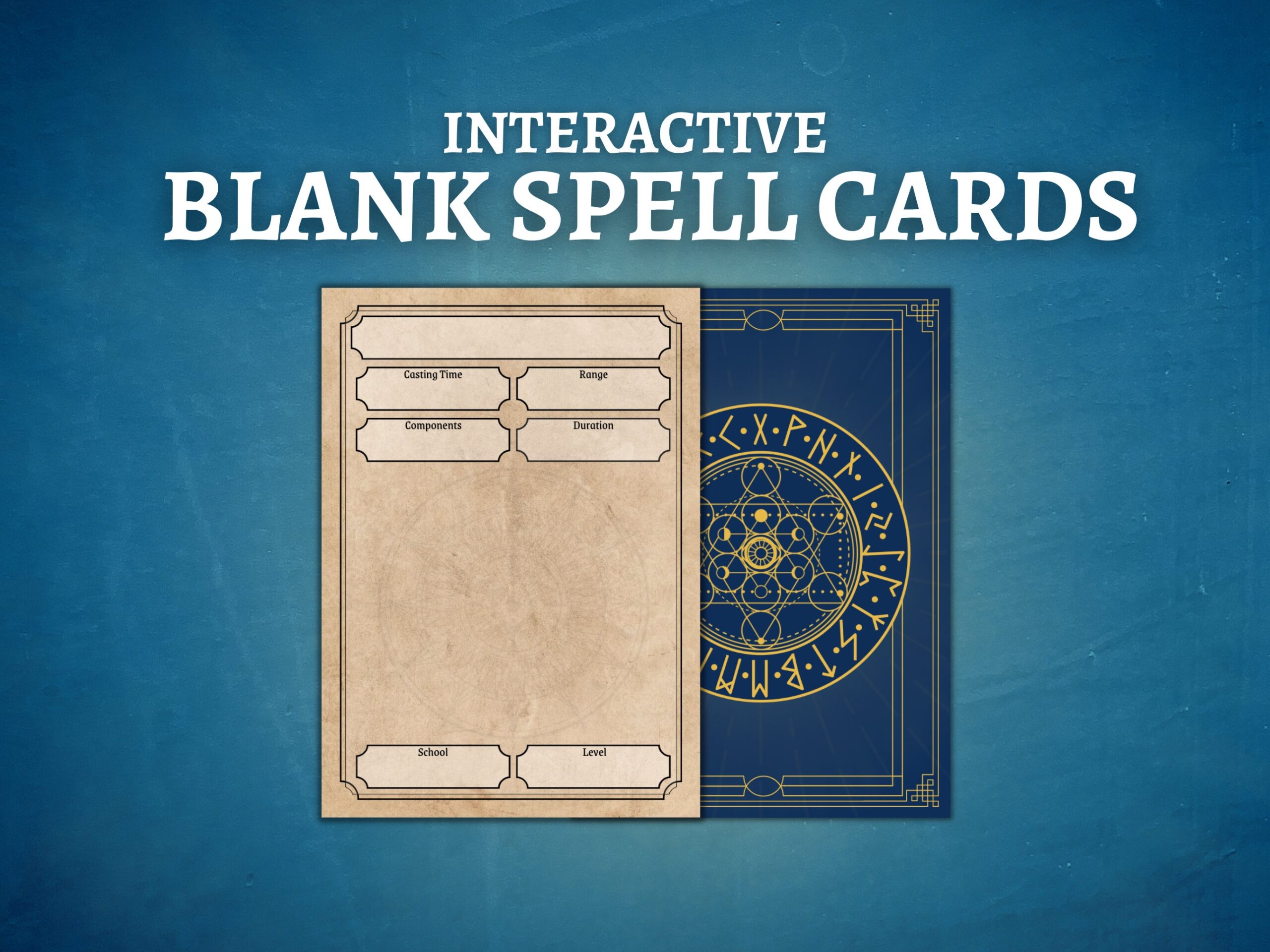 Interactive Editable Blank Spell Cards Du0026D Spell Cards Dnd Printable Cards Etsy