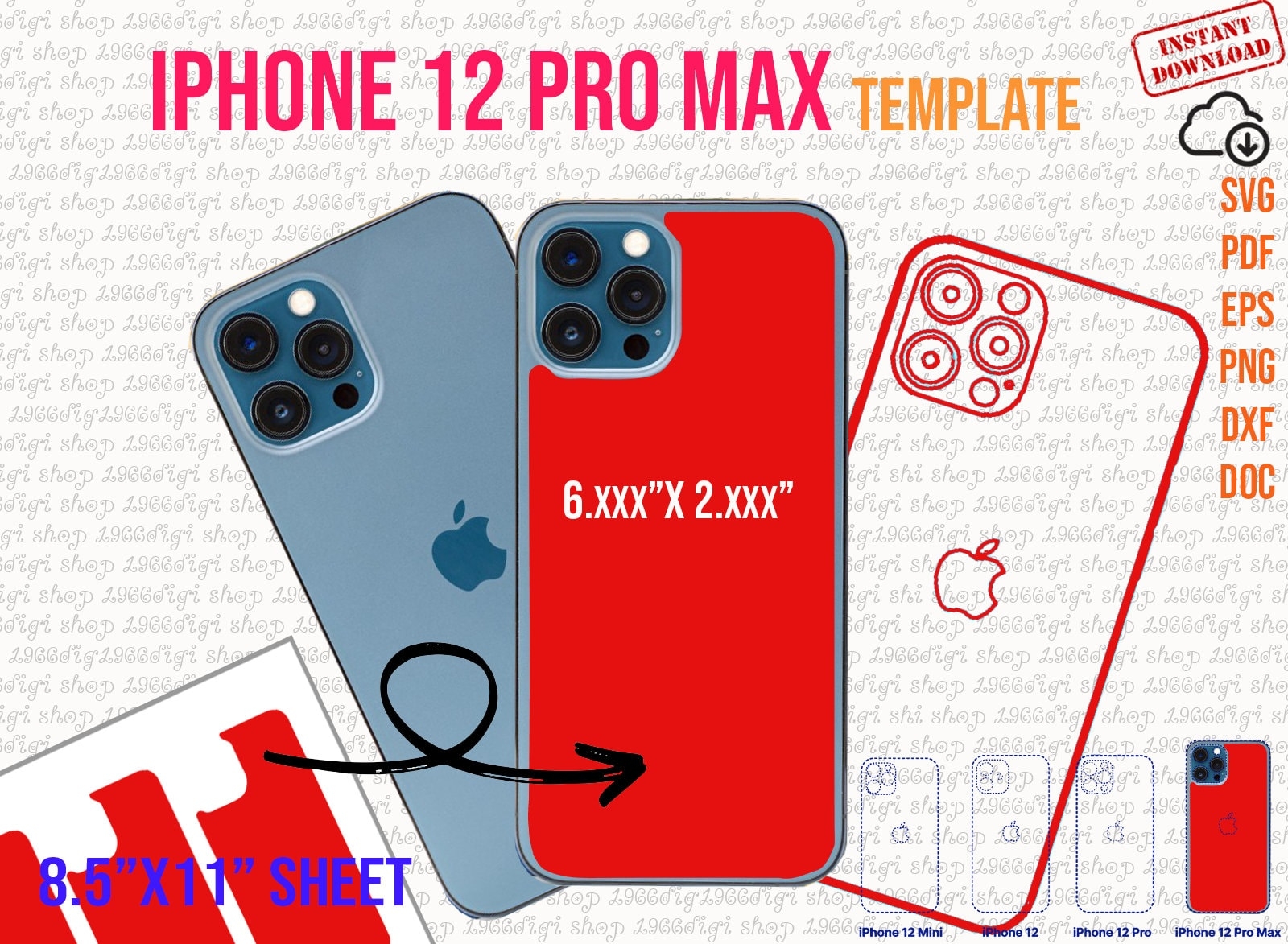 IPhone 12 Pro Max Template Phone Case Template Iphone 12 Pro Max Svg Phone Case Svg Ms Word Docx Svg 8 5