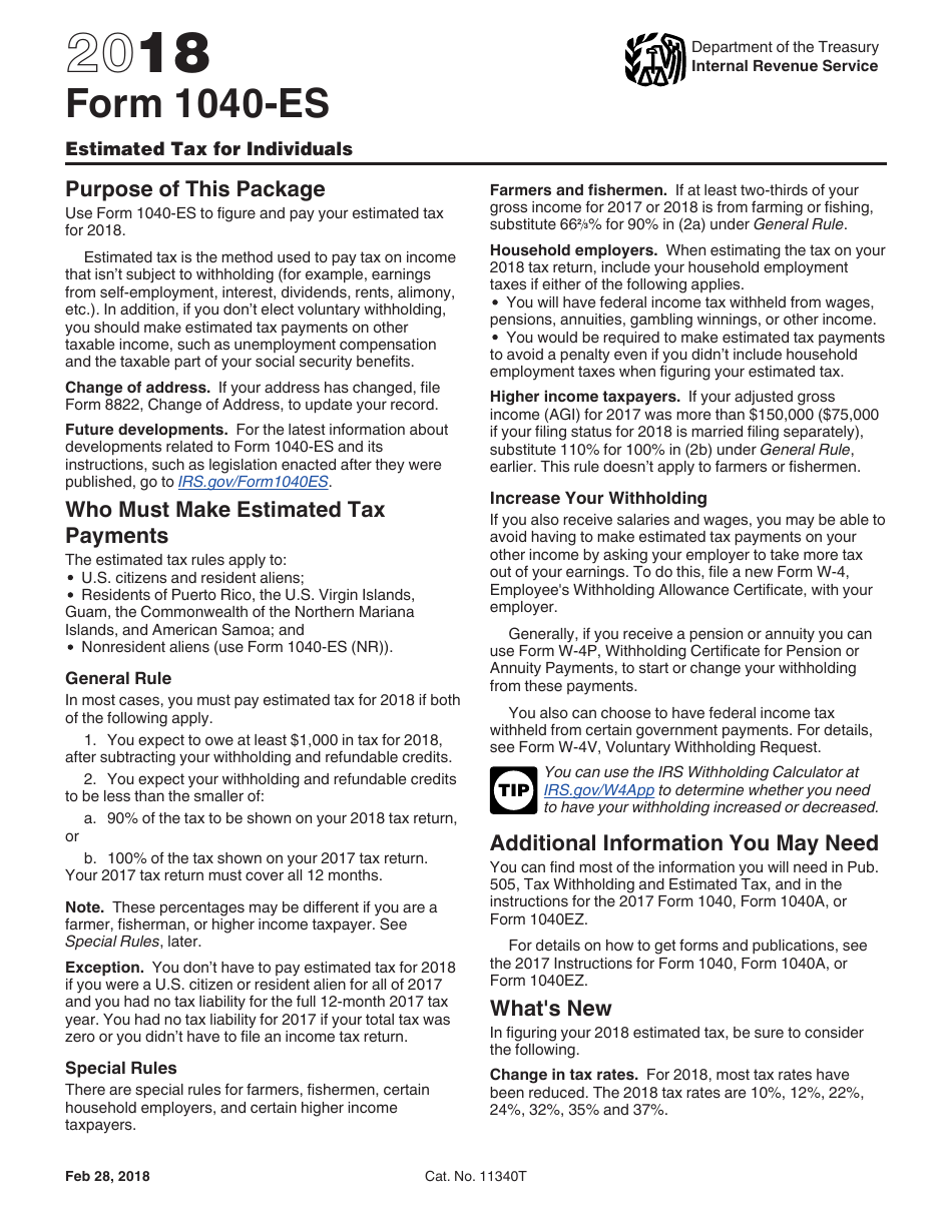 IRS Form 1040 ES 2018 Fill Out Sign Online And Download Fillable PDF Templateroller