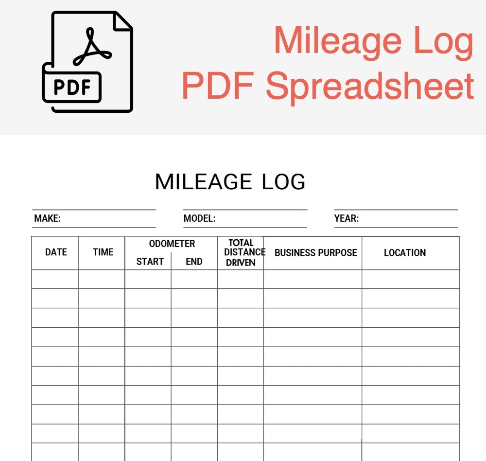 IRS Printable Mileage Log Templates Free Excel U0026 PDF U0026 Google 
